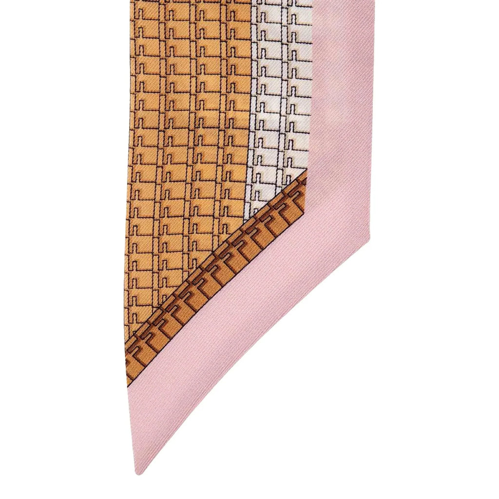 Fendi Logo Print Pink and Beige Women's Wrappy Silk Scarf FXT011