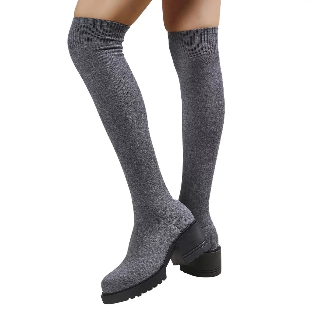 PMUYBHF Pull on Work Boots Women Minimalist Heeled Sock Boots Long Boots Ladies Knee Length Boots Latch Winter Boots for Women Waterproof Snow Size 11