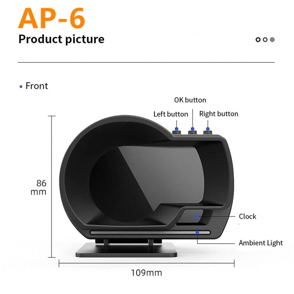 Car HUD Display, OBDⅡ+GPS Smart Gauge High Definition Speedometer Car Diagnostic Tool OBD Fault Code Elimination Safe Driving Computer Overspeed Fault Alarm for All Vehicles