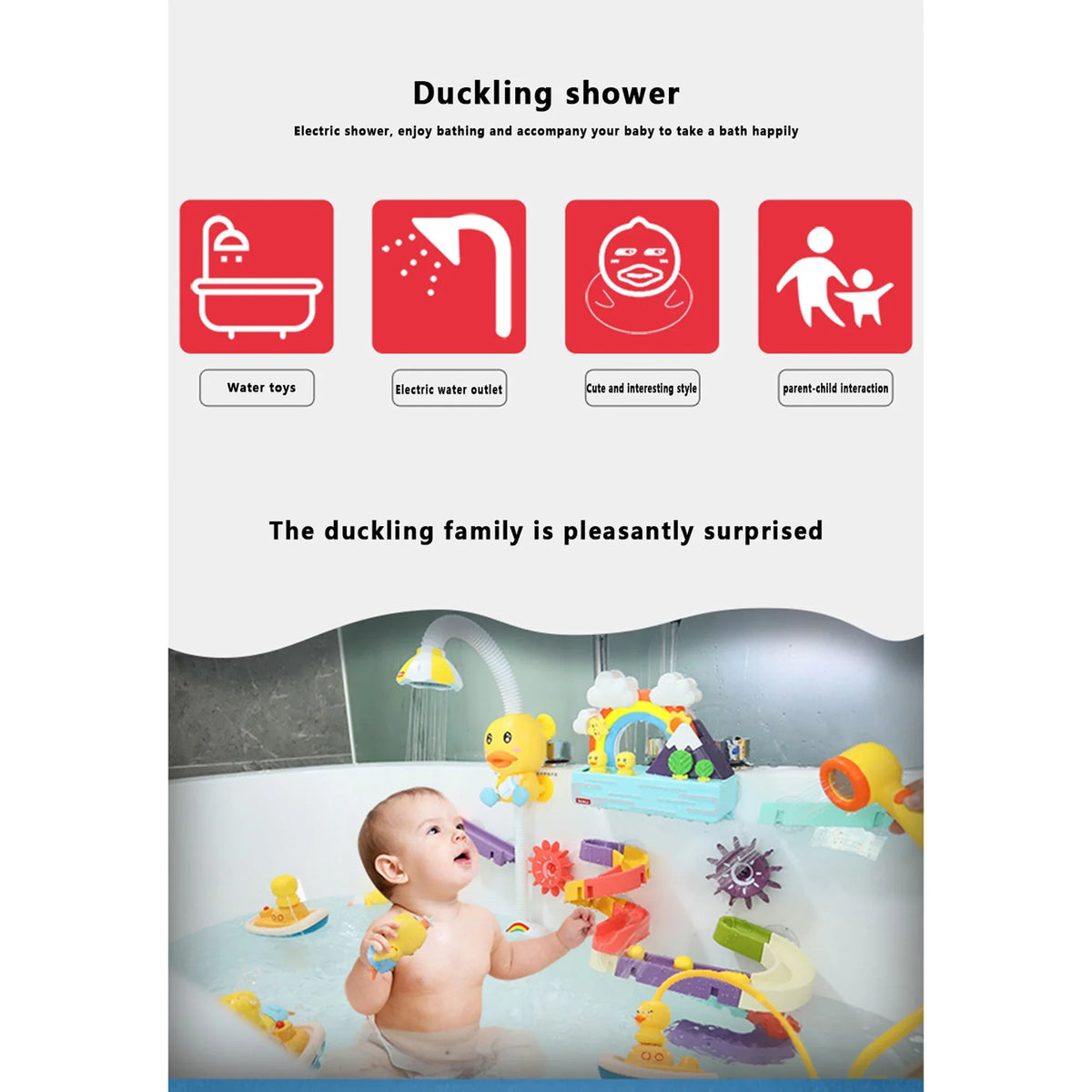 IMISSILLEB Baby Funny Bath Toys Shower Head with Spraying Duck for Kids Toddler Bathtub Water Toys Birthday Gift