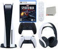 Sony Playstation 5 Disc Version (Sony PS5 Disc) with Midnight Black Extra Controller, Headset, Media Remote, Marvel’s Spider-Man: Miles Morales Launch Edition and Microfiber Cleaning Cloth Bundle
