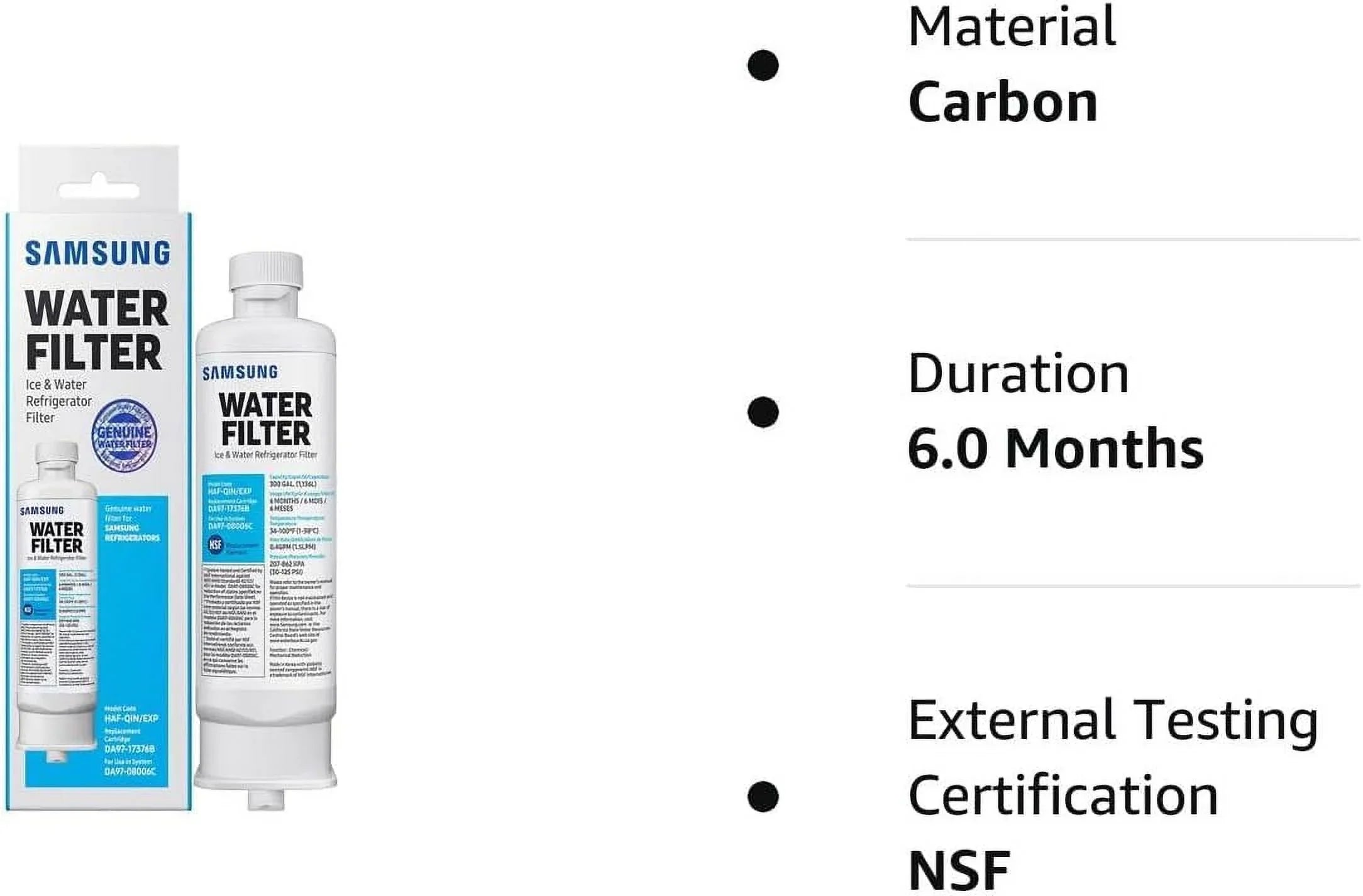DA97-17376B HAF-QIN, DA9717376B HAF-QIN/EXP Refrigerator Water Filter RF23M8070SG Pack of 6