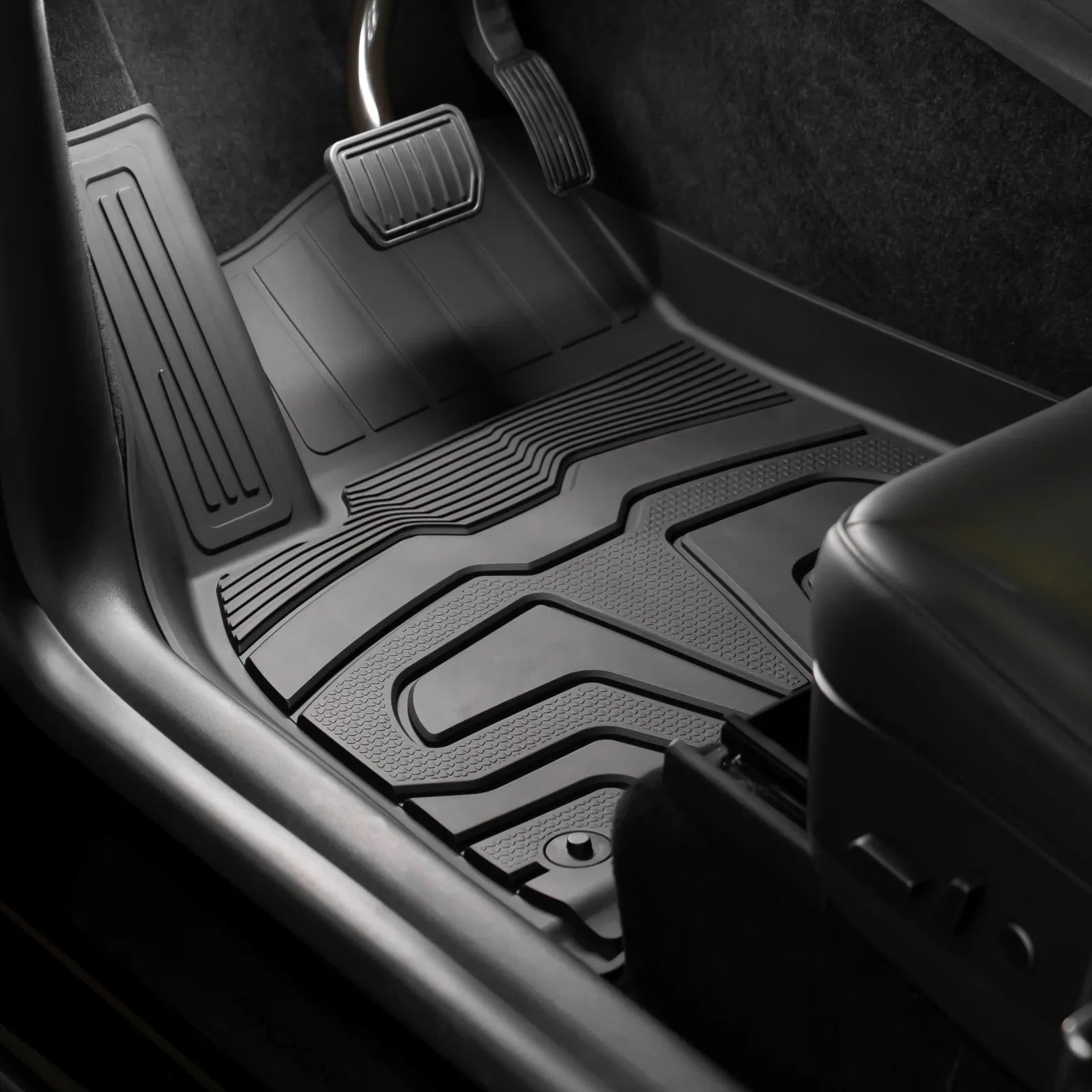 Ikon Motorsports 3D TPE Floor Mats + Trunk Mat Fitting with 2020-2023 Tesla Model Y, All Climate Floor Liners, Front & 2nd Row Full Set Custom Protection Heavy Duty Rear Tray Cargo Mats, Black