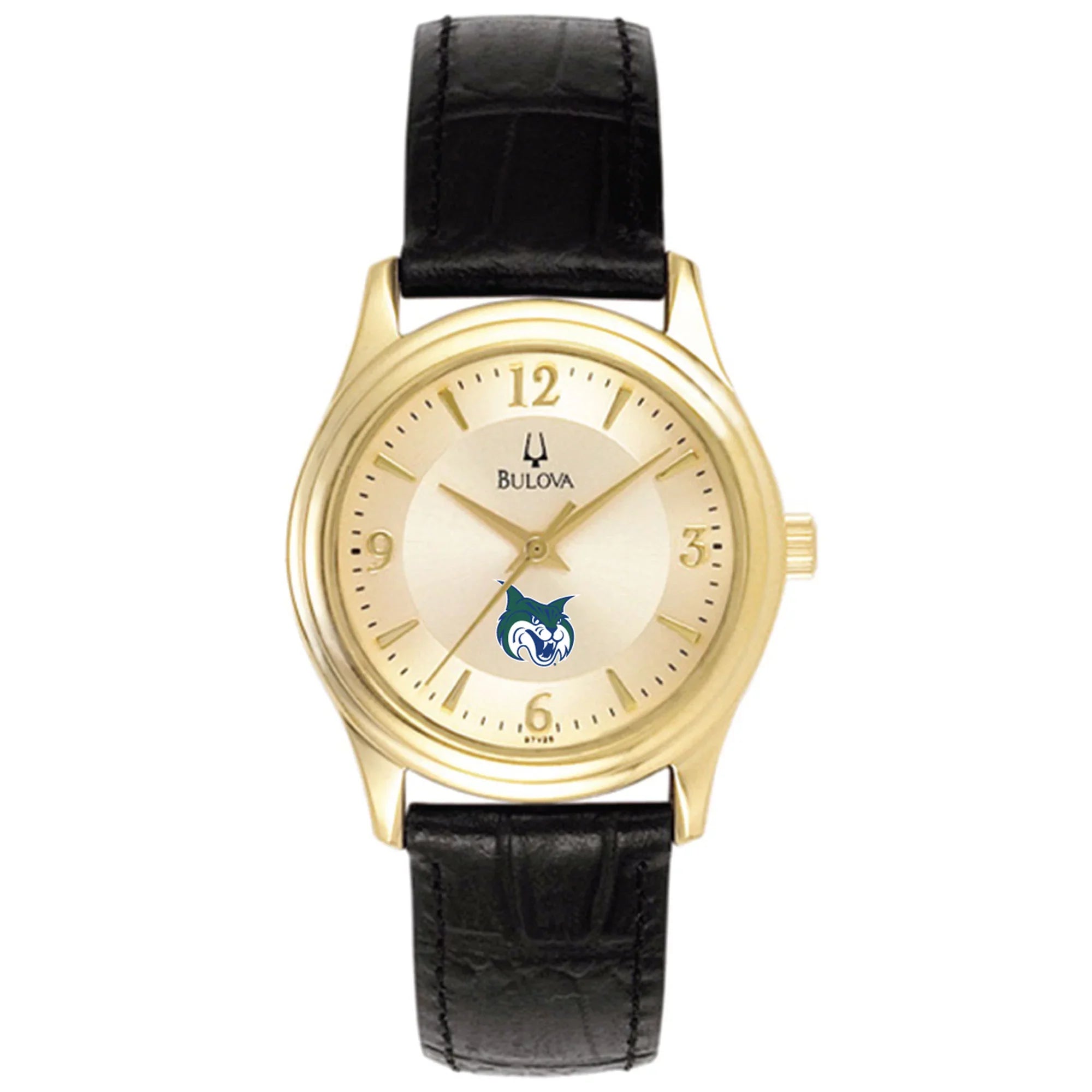 Women's Bulova Gold/Black Georgia College Bobcats Stainless Steel Watch with Leather Band