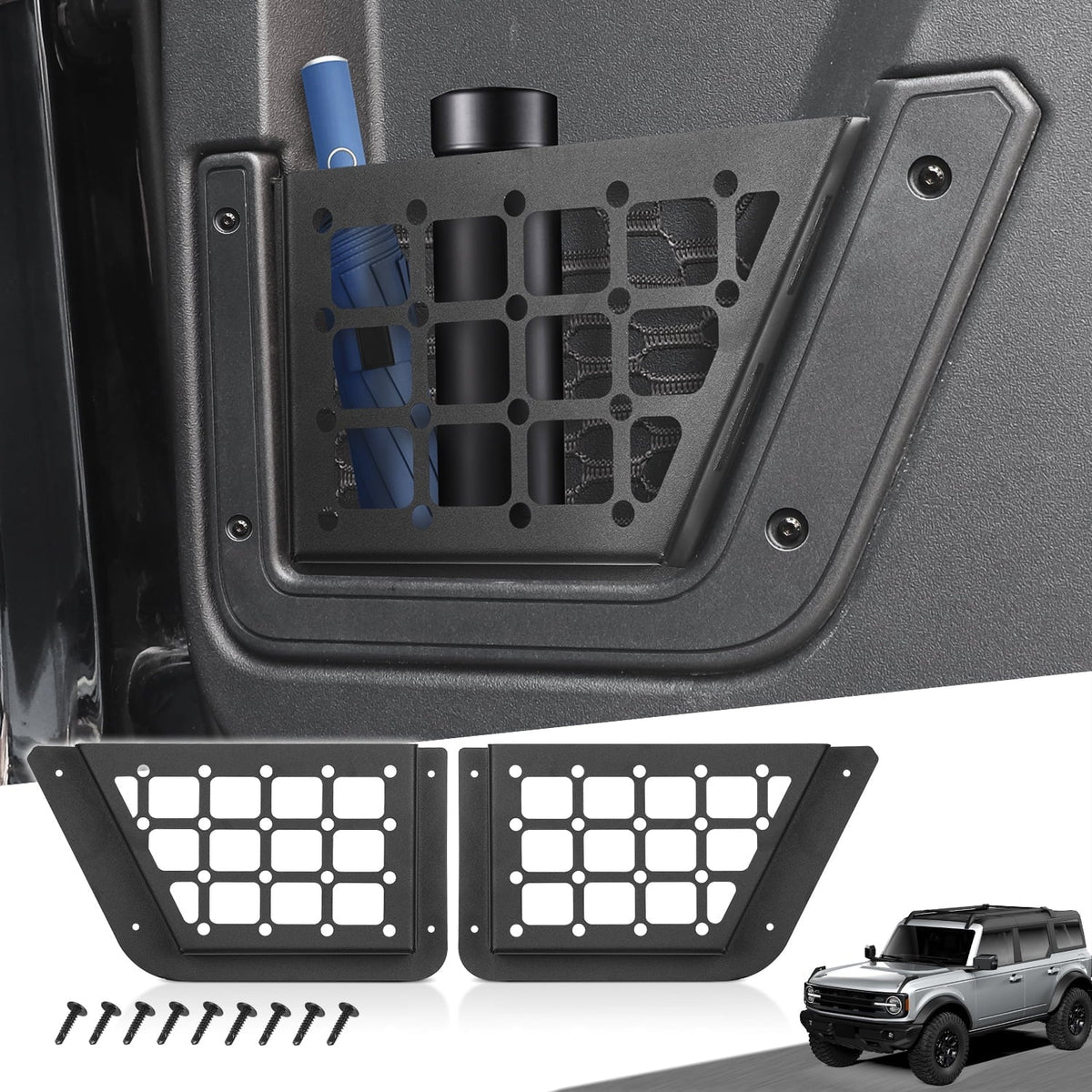 MFC 2Pcs Rear Door Storage Pocket Side Organizer Box Fitting with for Ford Bronco Accessories