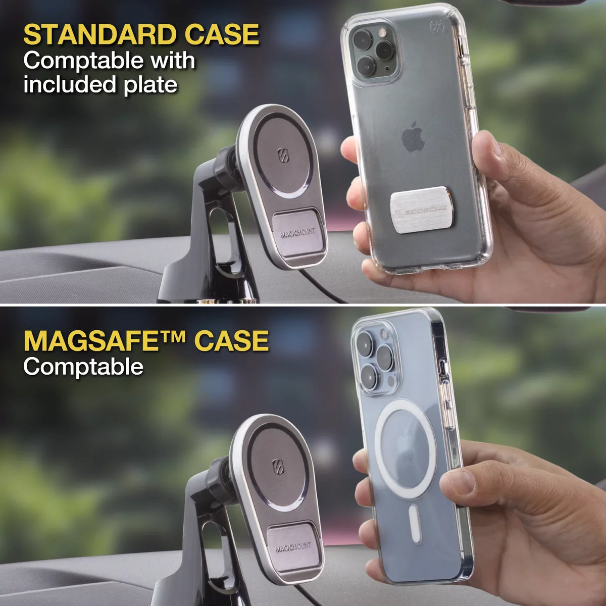 Scosche MPQ5DV-SP1 Dash/Vent Magnetic Wireless Charging Mount Suitable W/ MagSafe iPhone, Galaxy