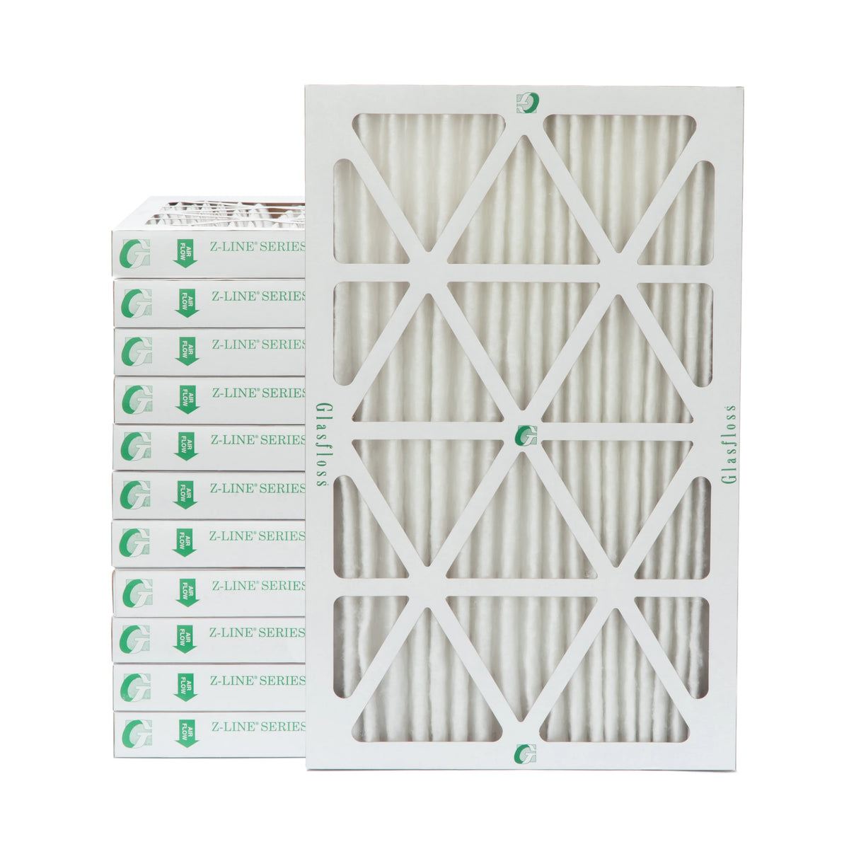 12 Pack of 10x20x2 MERV 10 Pleated 2" Inch Air Filters by Glasfloss. Actual Size: 9-1/2 x 19-1/2 x 1-3/4