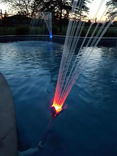 Magic Pool Fountain Day/Night Multicolor LED Water Powered Easy to Install Swimming Pool Fountain with Pool Jet and Color Changing Light Bulb