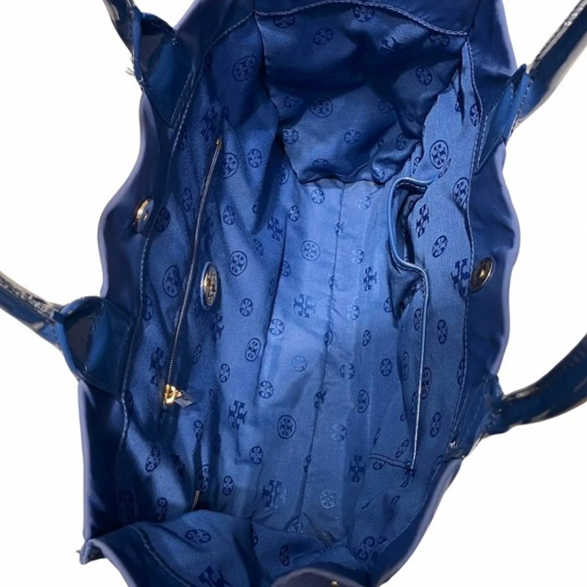 Pre-Owned Tory Burch Nylon Canvas x Patent Leather Navy Bag Tote Women's (Good)