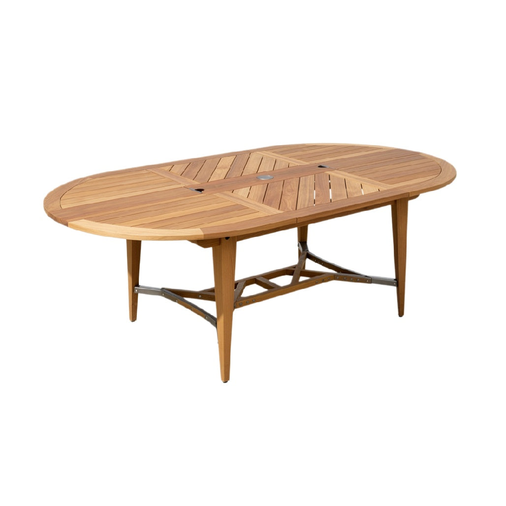 Modern Oval Wooden Dining Table with Metal Base