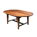 Round Wooden Dining Table with Metal Frame Support