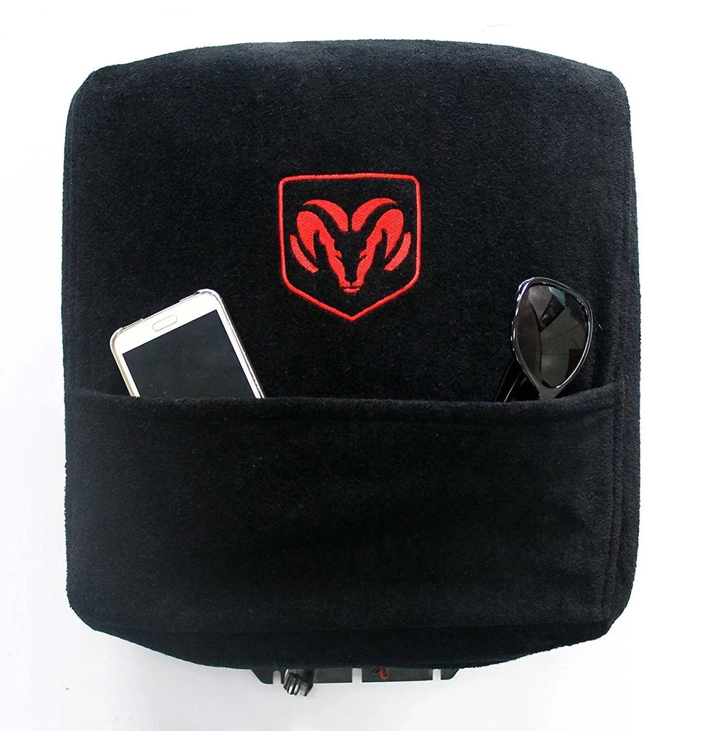 Seat Armour Custom Fit Officially Licensed Center Console Protection with Ram Embroidered Logo for Select Ram Models - Black