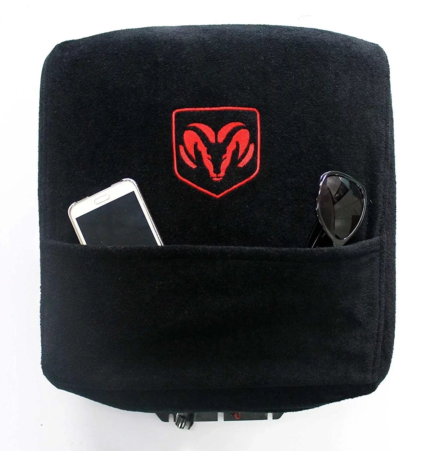 Seat Armour Custom Fit Officially Licensed Center Console Protection with Ram Embroidered Logo for Select Ram Models - Black