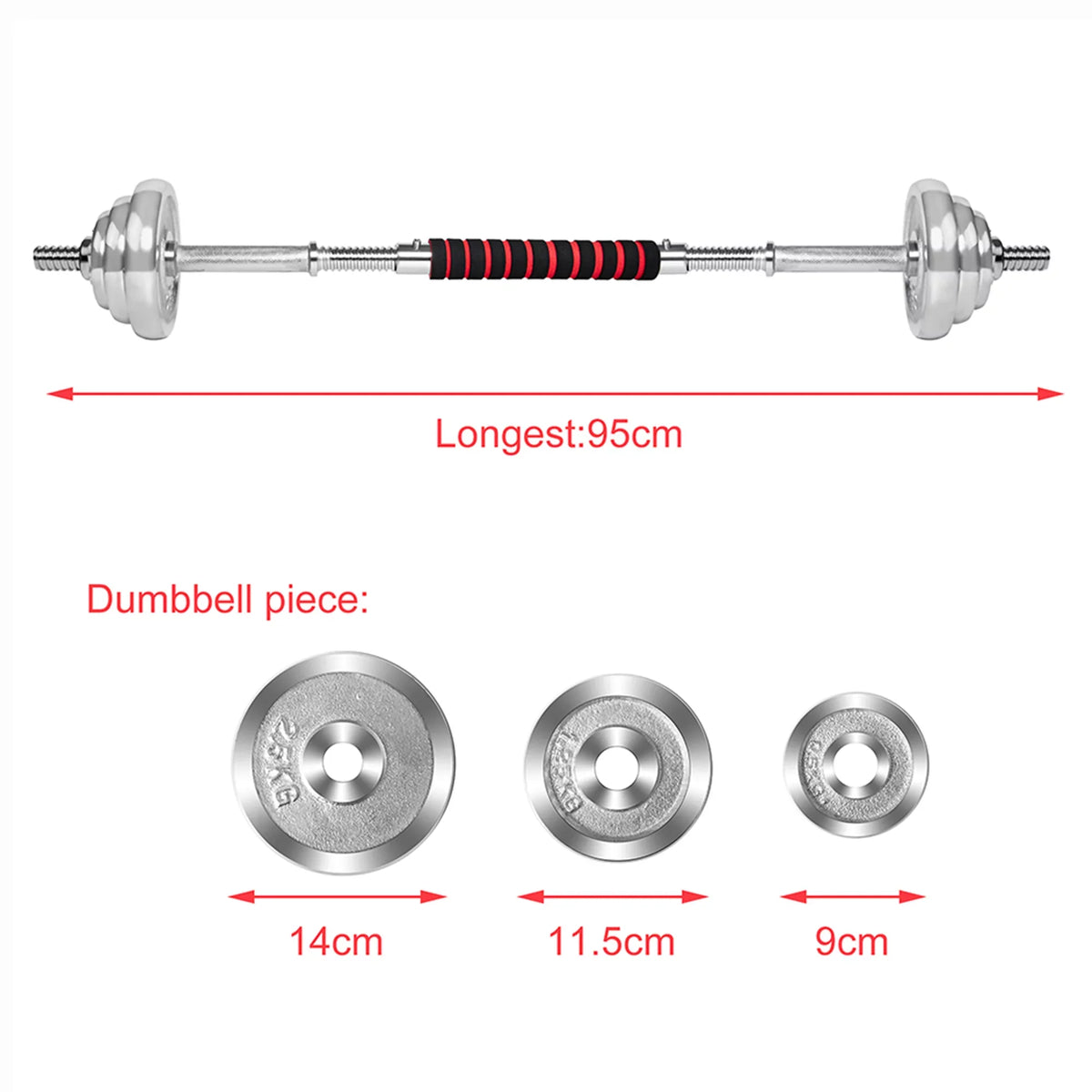 30KG Adjustable Dumbbell Bar Set Weights for Weight Lifting Fitness Training Bodybuilding