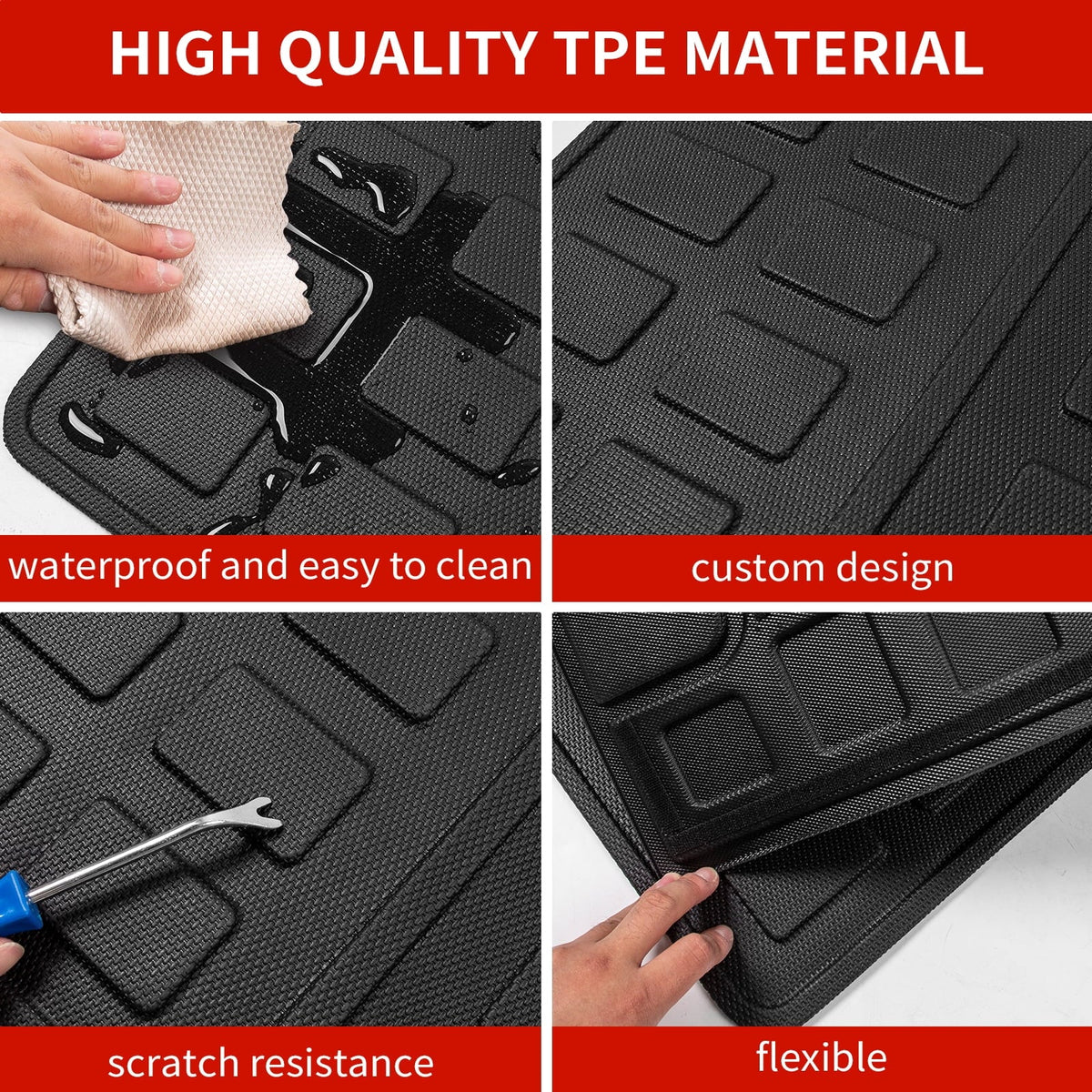 Fit 2013-2018 Toyota RAV4 TPE All Condition Rear Trunk Mats Toyota Rav4 Accessories (Non-Hybrid)