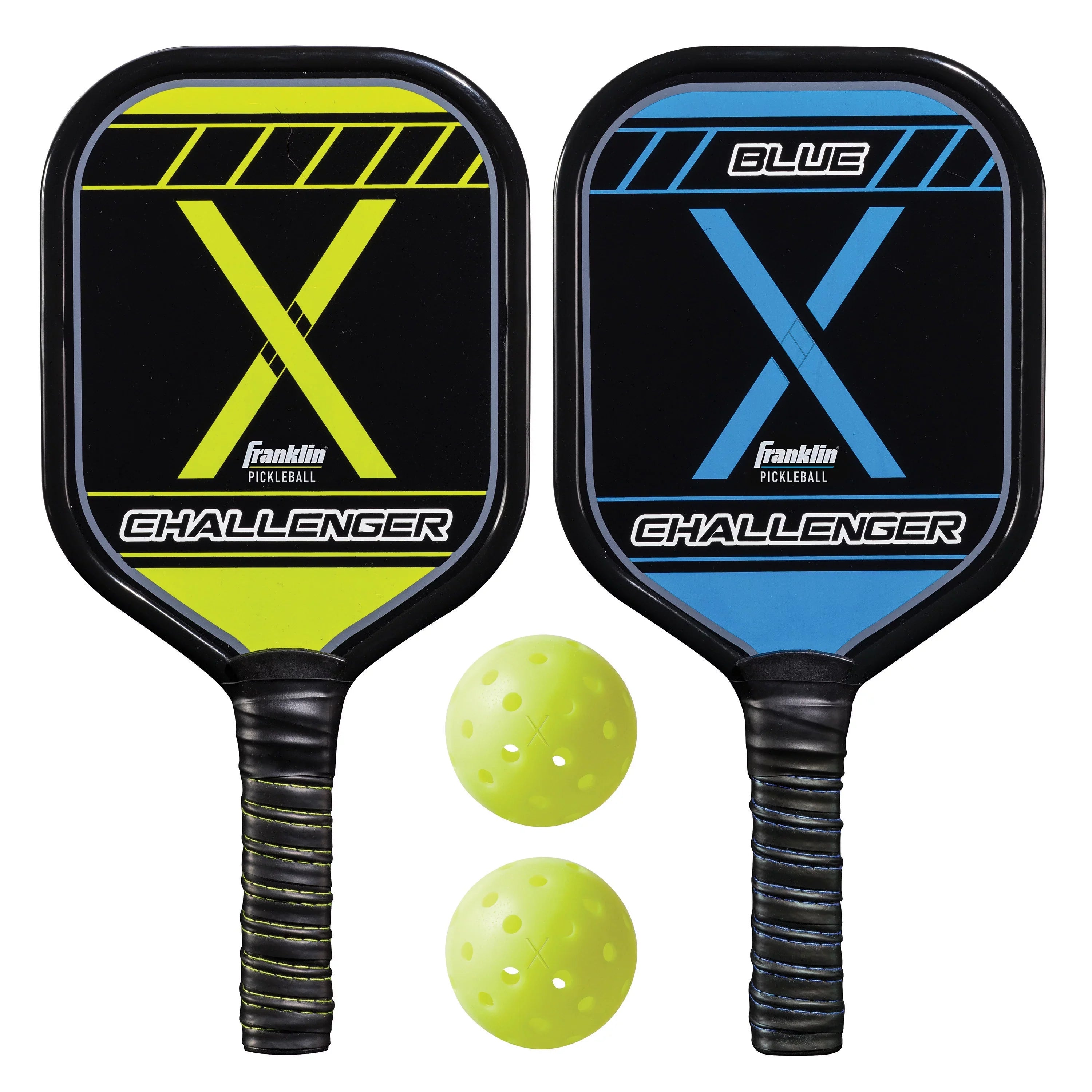 Franklin Sports Pickle Ball Paddle and Pickle Ball Starter Set - Includes 2 Aluminum Pickle Ball Paddles and 2 Franklin X-40 Pickle Balls - USAPA App roved