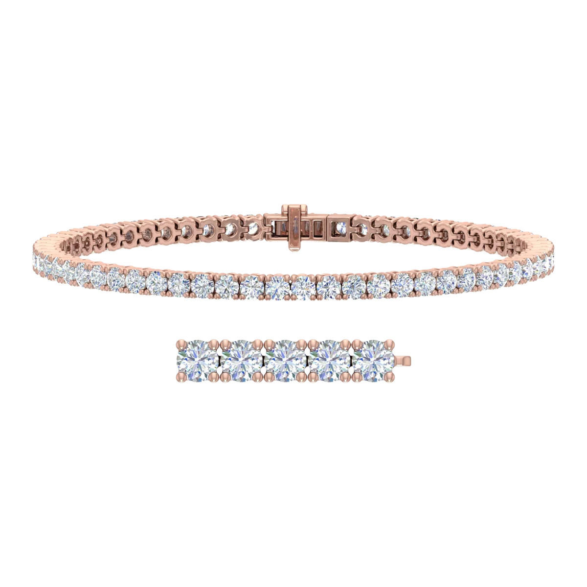 4 Carat Diamond Tennis Bracelet in 14K Rose Gold (7 Inch)