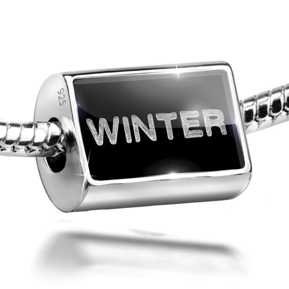 Neonblond Charm Winter Clear Ice Cubes on Black 925 Sterling Silver Bead
