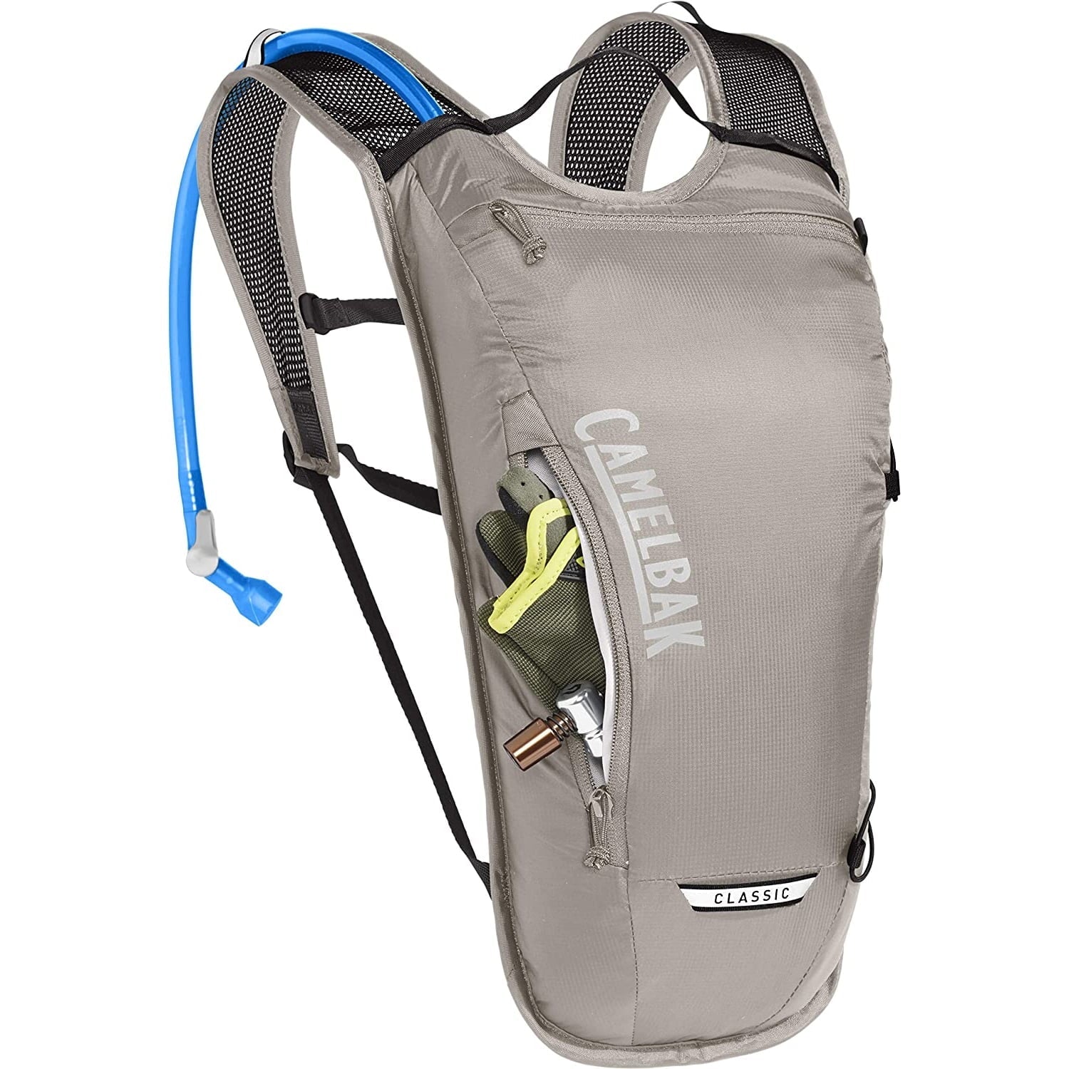 CamelBak Classic Light Bike Hydration Pack 70oz Aluminum/Black for Outdoor Lifestyle and CAMELBAK Mini M.U.L.E.( 50 oz Blue/White Stripe) - Bundle Kit