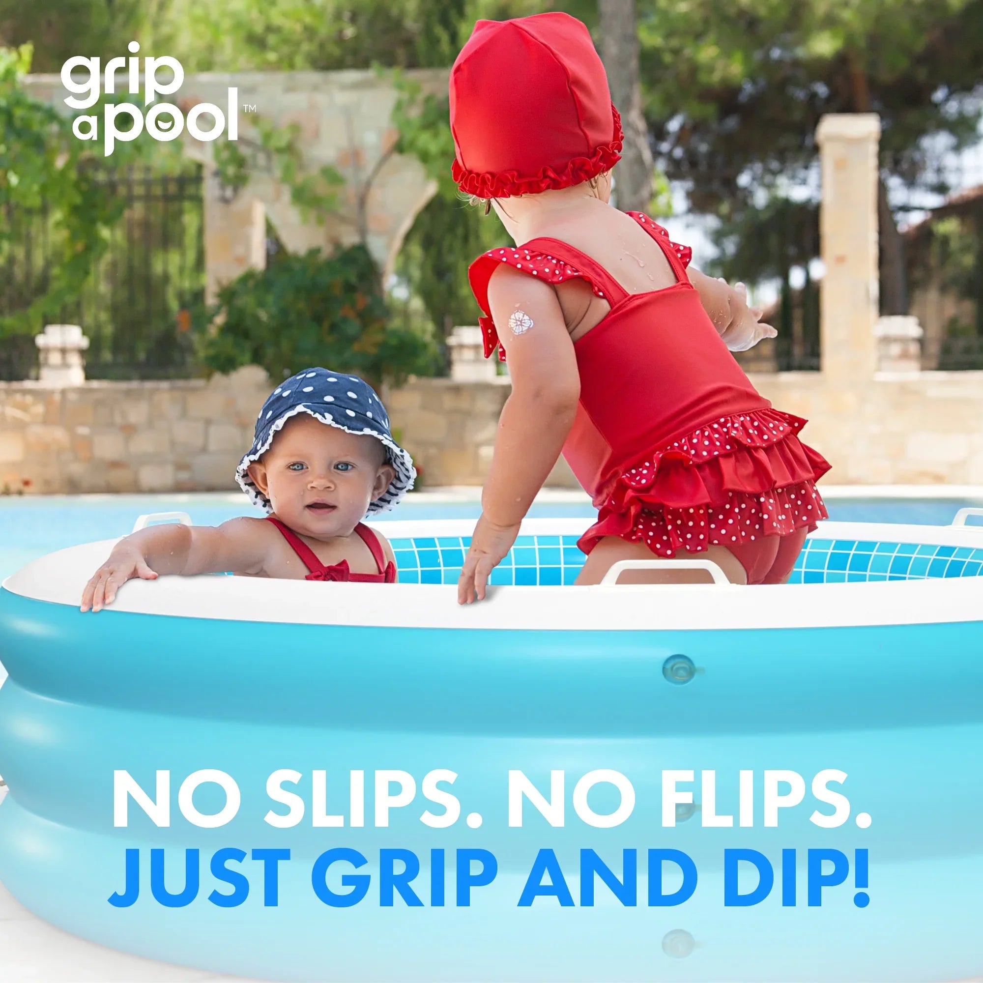 Inflatable Round Kid Swimming Pool with Grip Handle Bars and Blow Up Padded Floor with Drain - 60"x22" Round Large Kiddie Pool Perfect for Adults and Kids Ages 4 5 6 7 8+