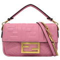 Pre-Owned Fendi Baguette Small Pink Gold 8BS017 Leather GP FENDI Shoulder Bag FF Embossed Ladies Chain (Like New)