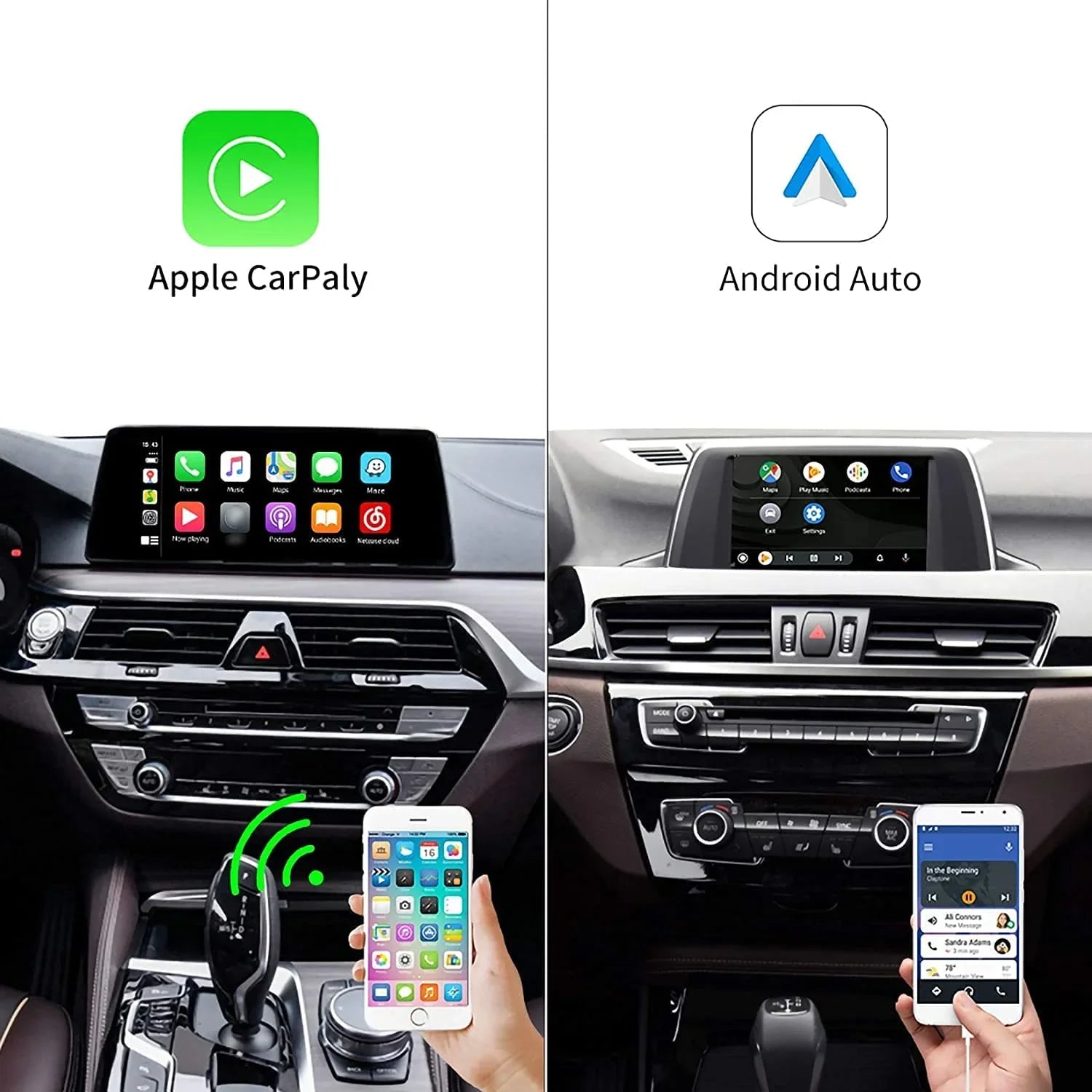 Road Top Wireless Carplay Retrofit Kit Decoder for BMW 1 3 5 6 7 Series X1 X3 X5 X6 CIC System 2008-2012, Support Wireless Android Auto, Mirrorlink, YouTube