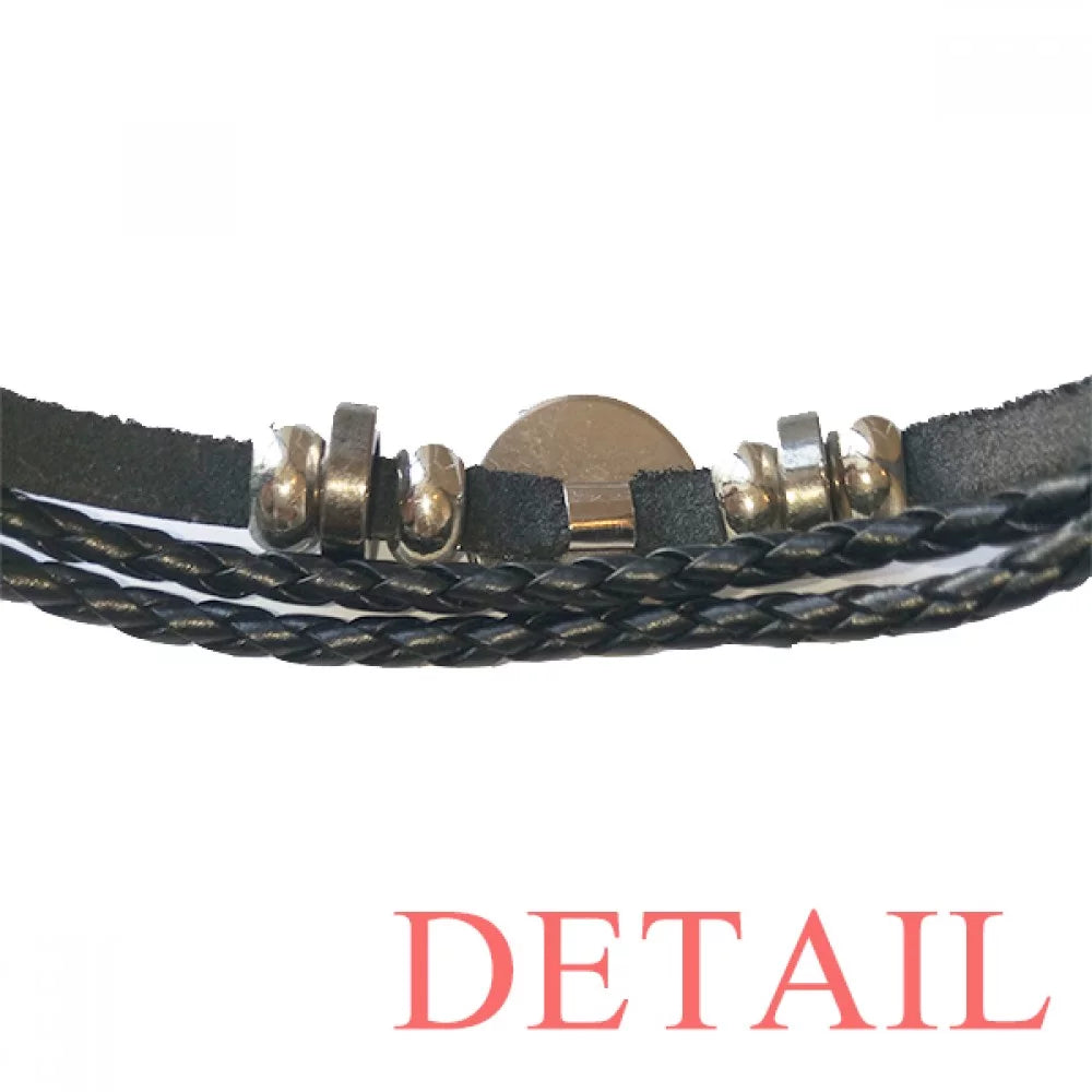 Kitts and Nevis National Emblem Bracelet Braided Leather Woven Rope Wristband