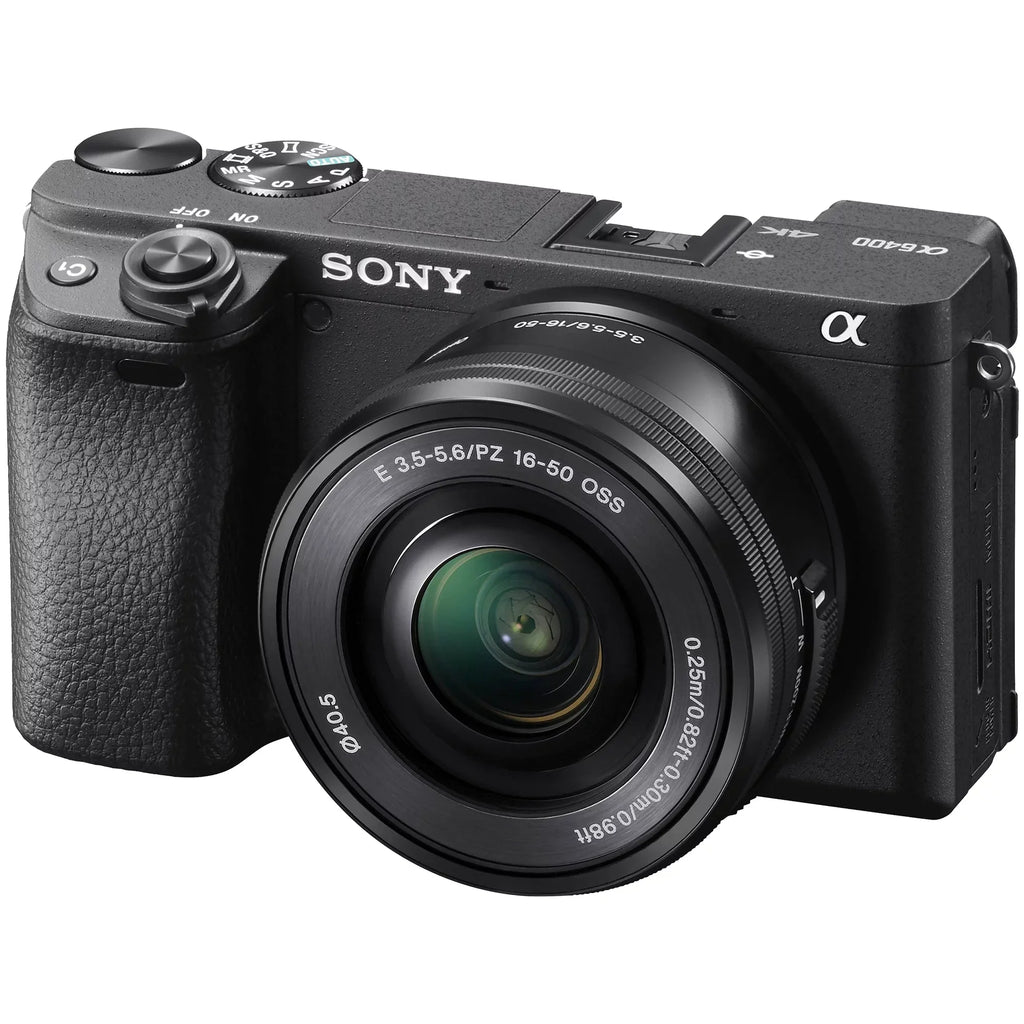 Sony Alpha a6400 Mirrorless Digital Camera with E PZ 16-50mm + E 55-210mm OSS Lens + 2 Pack SanDisk 64GB Card + Backpack + ZeeTech Accessory Bundle