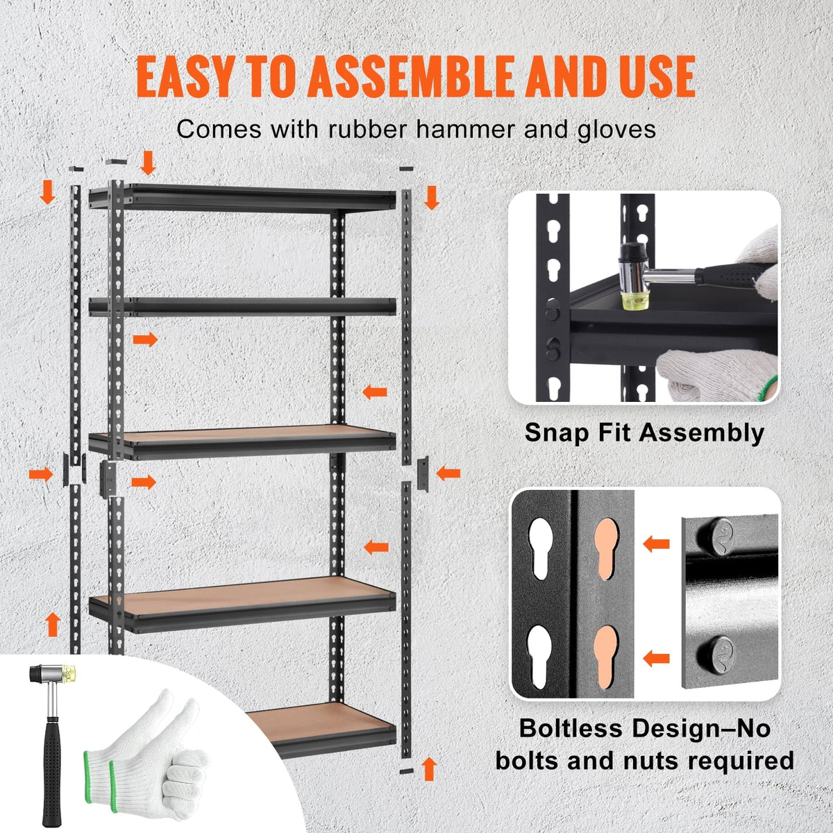 BENTISM 5 Tier Adjustable Heavy Duty Steel Shelving Unit, 12"D x 30"W x 60"H Garage Storage Rack 2000 lbs Load