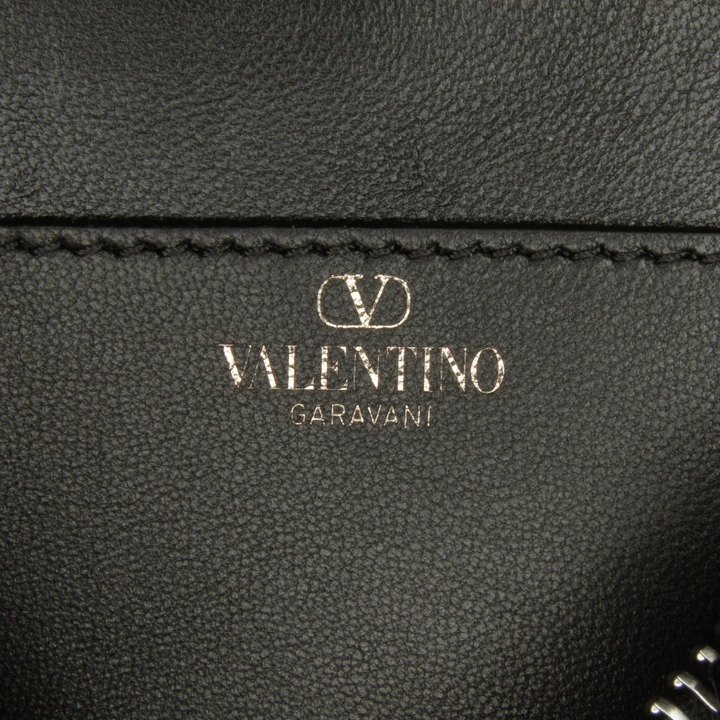 Pre-Owned Authenticated Valentino Rockstud East West Satchel Calf Leather Black Unisex (Good)