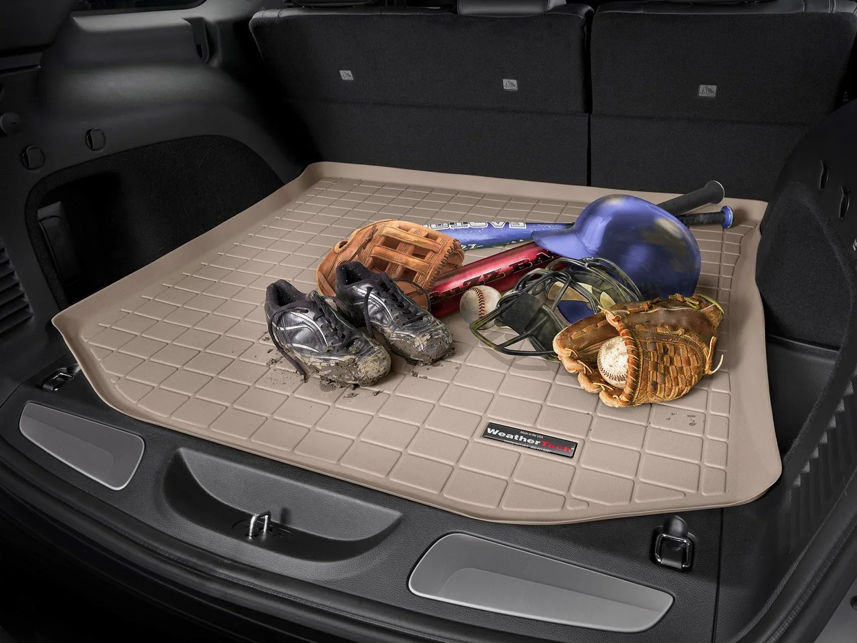 Climate Cargo Trunk Liner with Bumper Protector Suitable with 2014-2023 Ford Transit Connect - Behind 1st Row Seating With Bumper Protector, Black