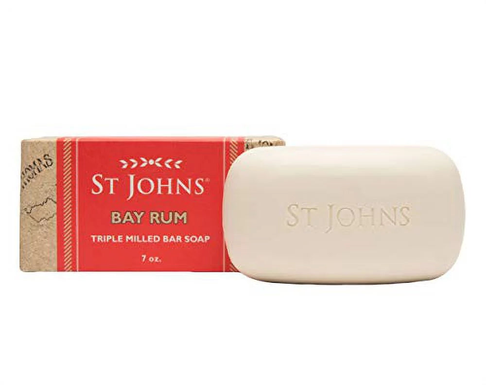St. John Bay Rum Soap Bar , USA Made, Triple-milled Mens Soap Bar , Hydrating Bar Soap for Men with Olive Oil & Glycerine , Luxury Body Soap Bar for men , (7 oz Bar) Bay Rum 7 Ounce (Pack of 1)