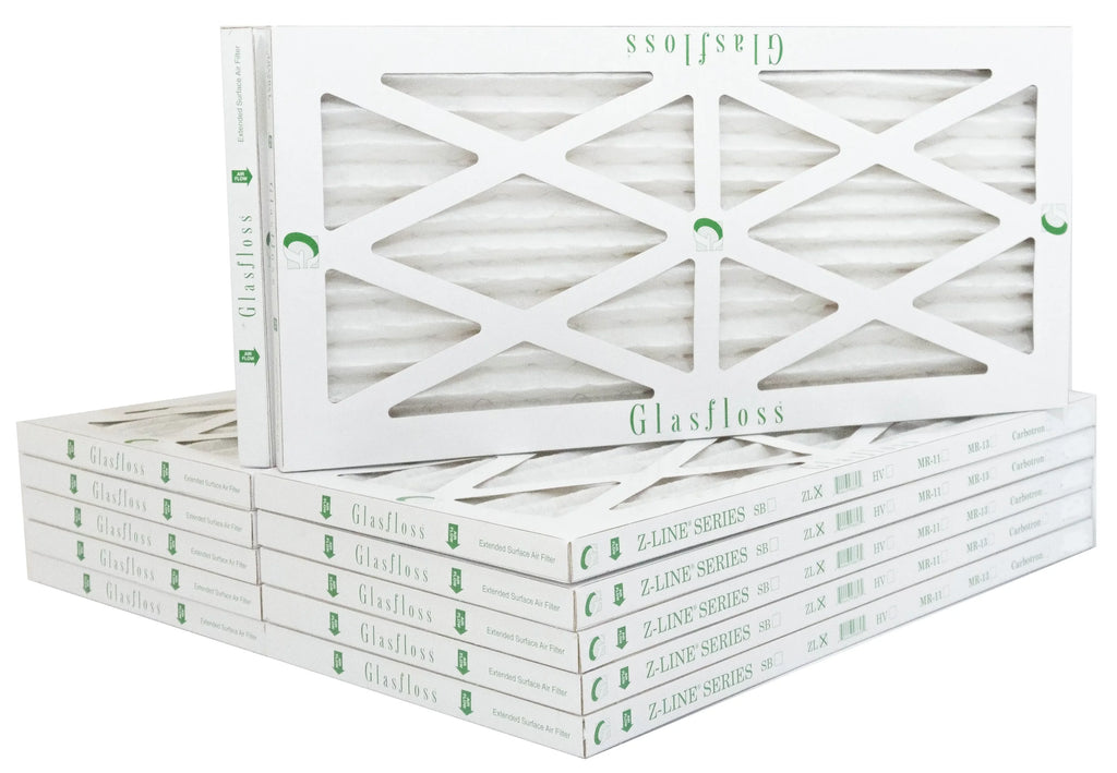 Glasfloss 10x20x1 - MERV 10 -Qty:6 - Furnace Air Filter - Made in USA (Actual Size: 9.5 x 19.5x7/8 inch)