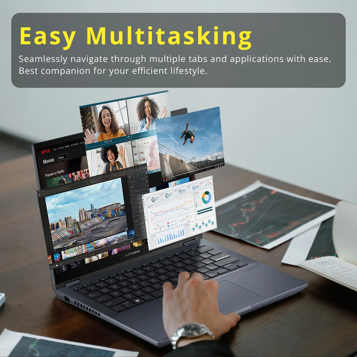 ASUS Vivobook S 14 Flip 14" FHD Touch Display, Core i5-12500H CPU, 8GB DDR4 RAM, 512GB SSD, NumberPad, Thunderbolt 4, Windows 11 Home, Quiet Blue, Hotface 32GB USB Card