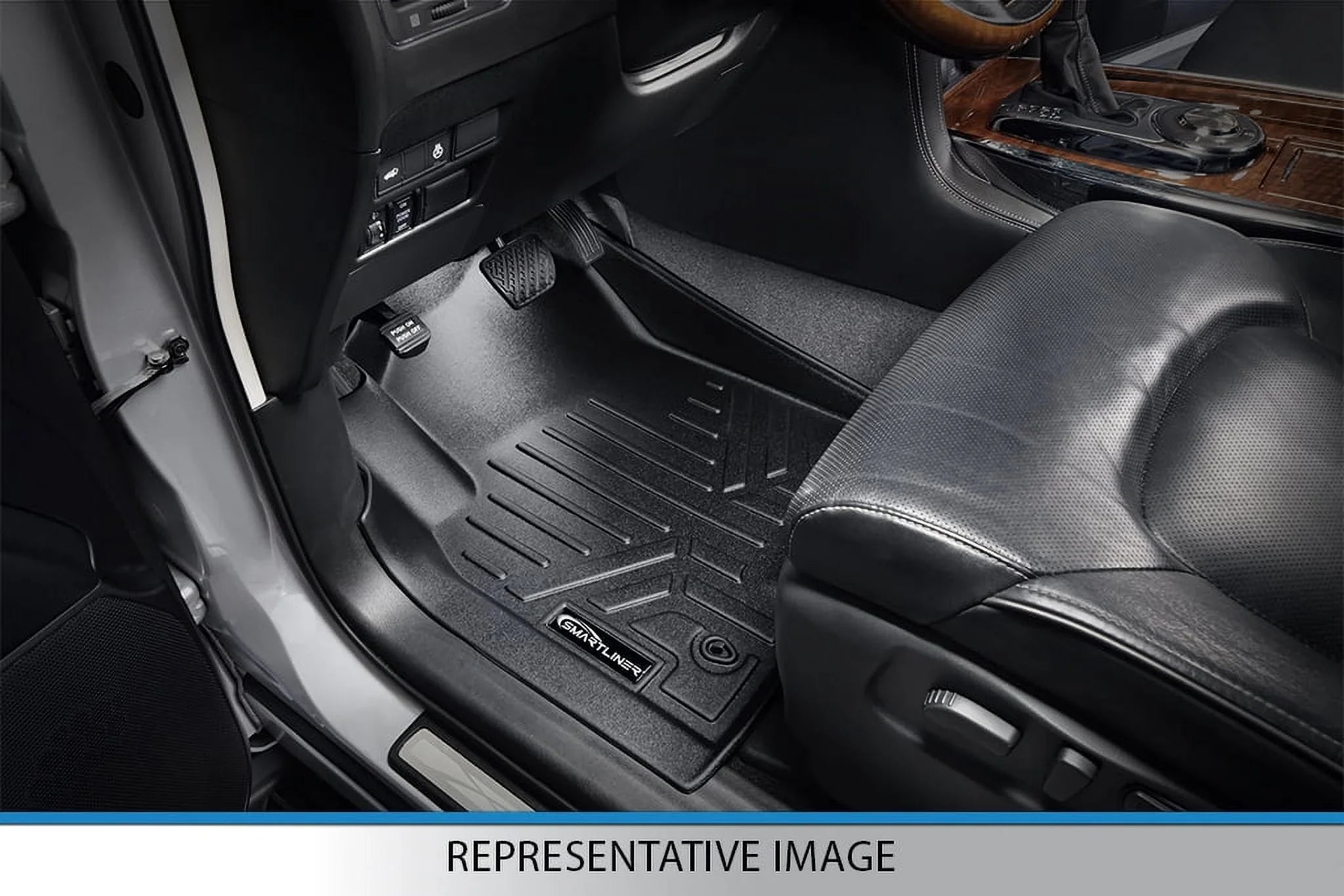 Smartliner SA0518 Custom Fit First Row Floor Mat Liners with Vinyl Flooring for 2020-2021 Ford Transit, Black