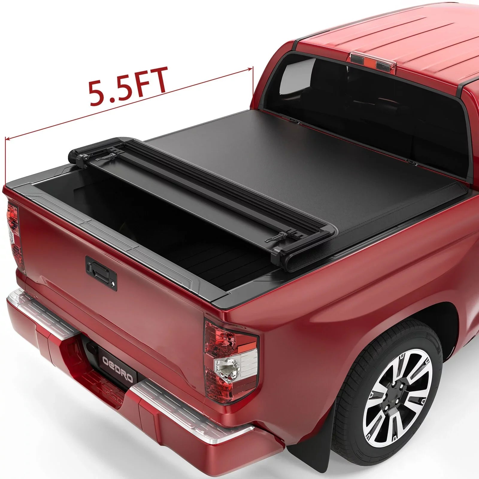 Ledkingdomus 5.5ft Soft 4 Fold Truck Bed Tonneau Shield for 14-21 Toyota Tundra w/ Deck Rail System
