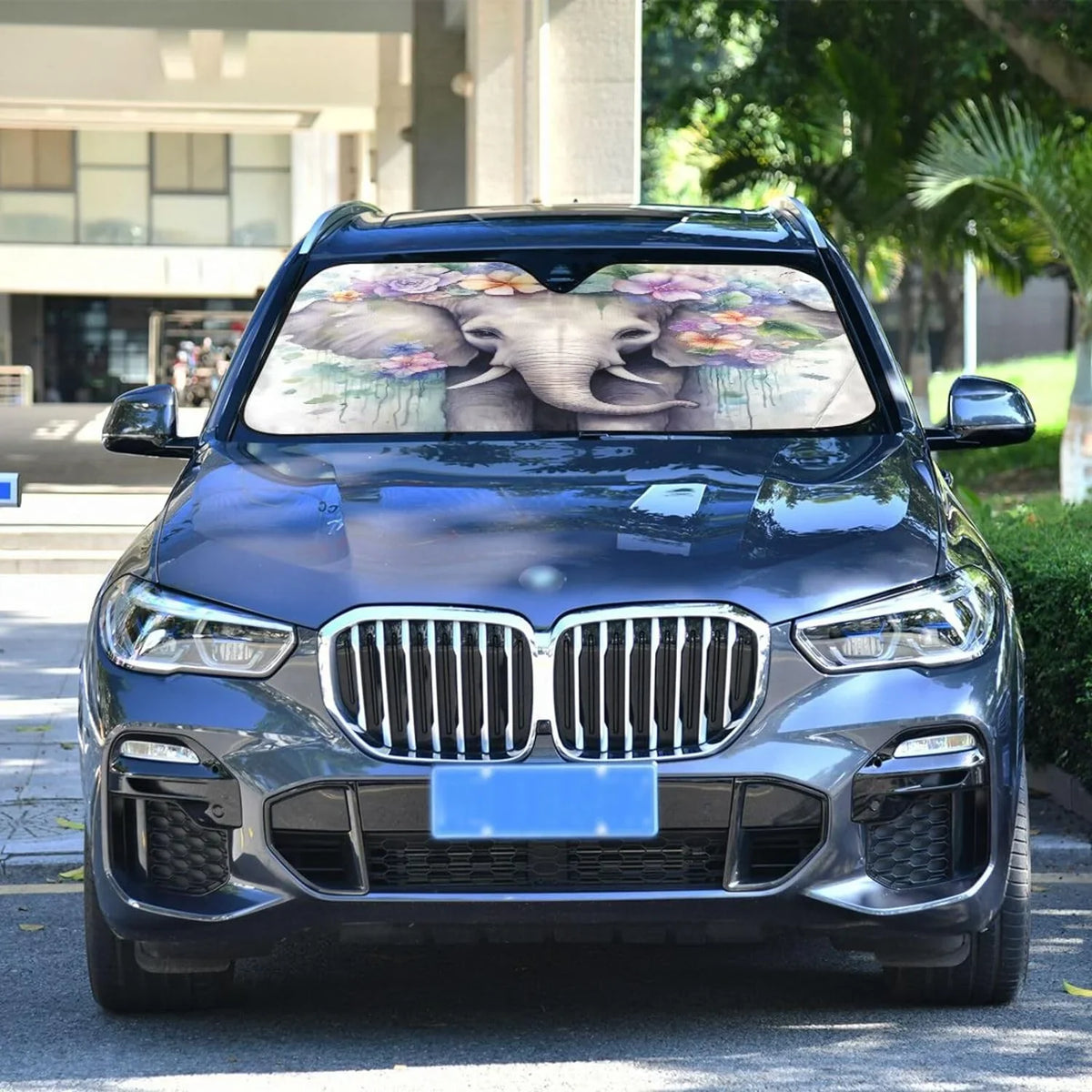 GZHJMY Elephant Car Windshield Sun Shade Foldable Sun Shield Shade for Blocks UV Rays Protector-Keeps Your Vehicle Cool for Most Sedans SUV Truck,55"x27.6"