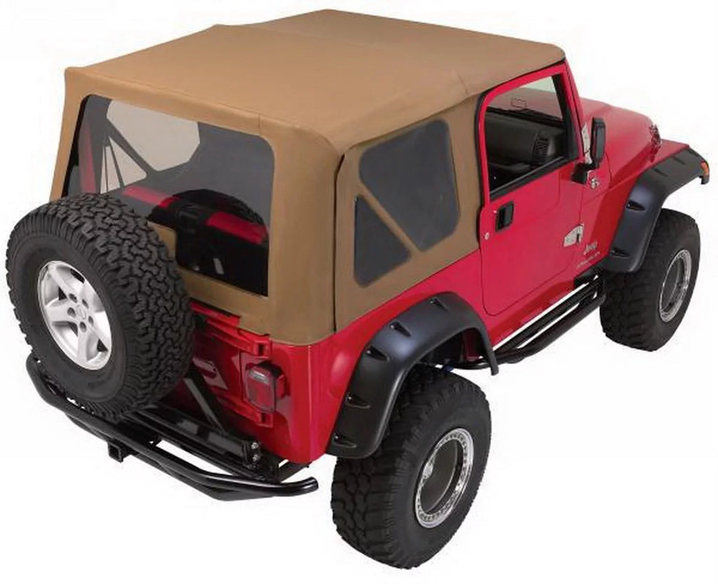 Rampage by RealTruck 68717 Complete Soft Top Kit With Frame & Hardware For 1997-2006 Jeep Wrangler TJ, With Full Steel Doors (No Soft Upper Doors), Spice Denim