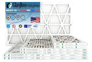 Glasfloss 18x25x1 - MERV 10 -Qty:12 - Furnace Air Filter - Made in USA (Actual Size: 17.5 x 24.5x7/8 inch)