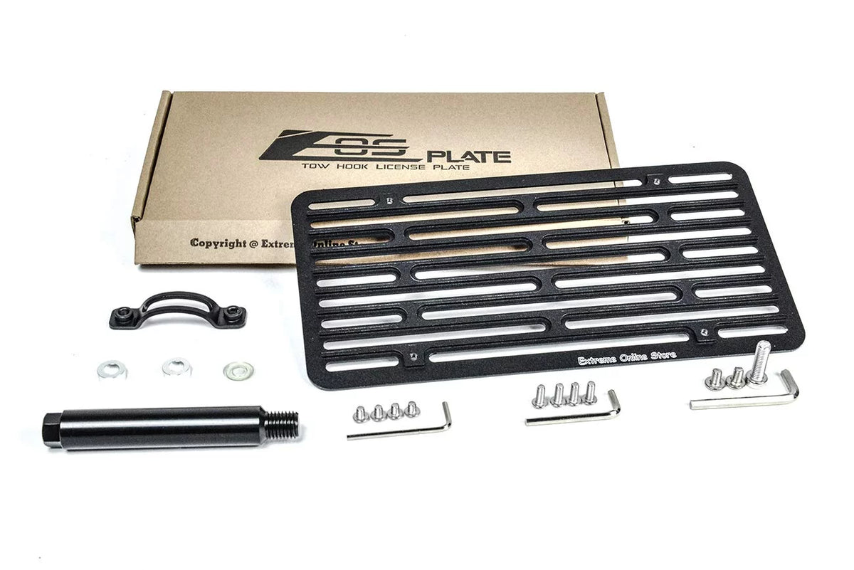 Extreme Online Store Replacement for 2009-2015 Mazda Miata NC | EOS Plate Version 2 Full Sized Front Bumper Tow Hook License Relocator Mount Bracket Tow-230-V2