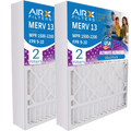 16x25x5 Air Filter MERV 13 Comparable to MPR 1500 - 2200 & FPR 9 Matching with GeneralAire 14161 Premium USA Made 16x25x5 Furnace Filter 2 Pack by AIRX FILTERS WICKED CLEAN AIR.