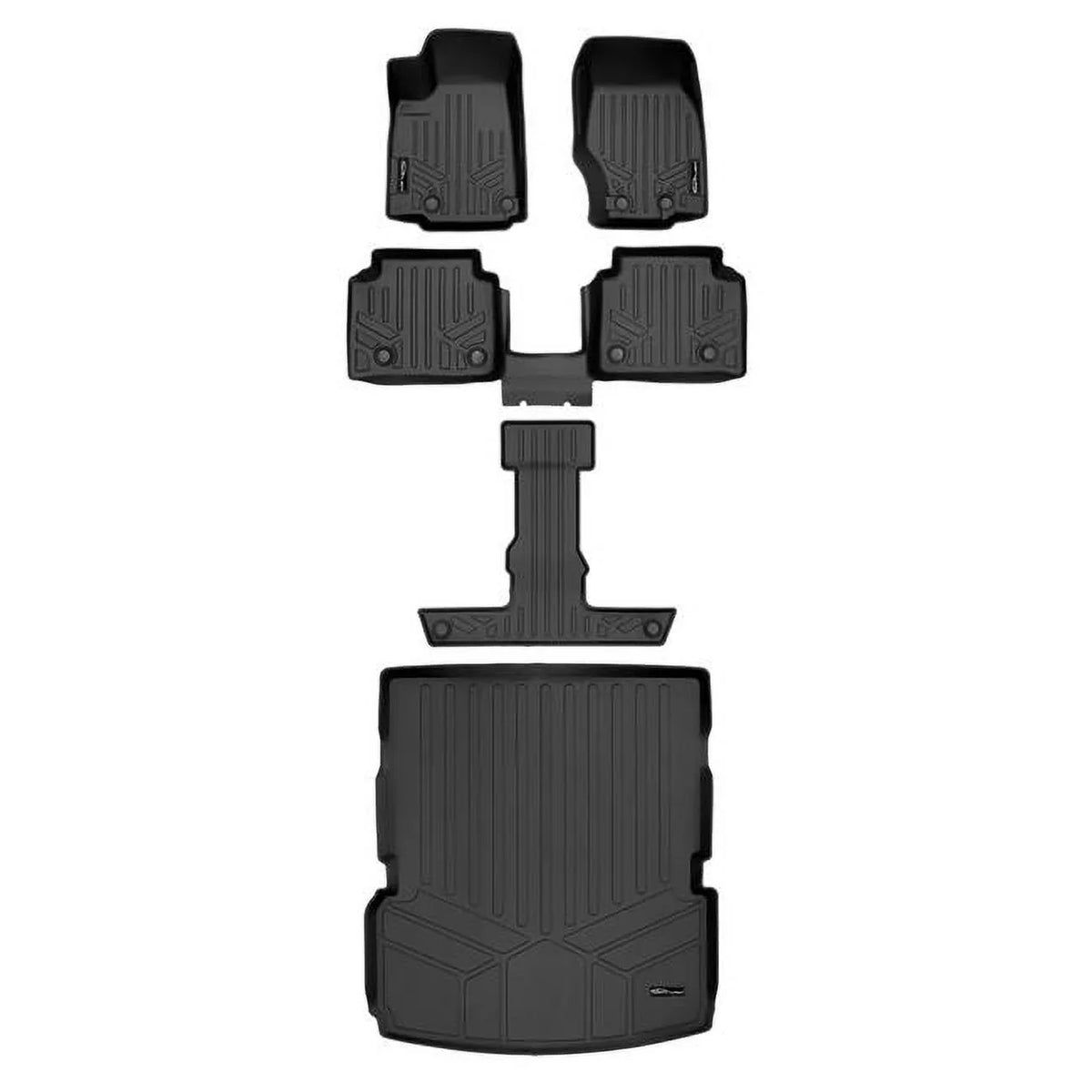 Smartliner SA0568-B0569-C0569-D0568 All Environment Custom Fit Black 3 Row & Cargo Liner Behind the 2nd Row Floor Mat Liner Set for 2021-2023 Jeep Grand Cherokee L, Black