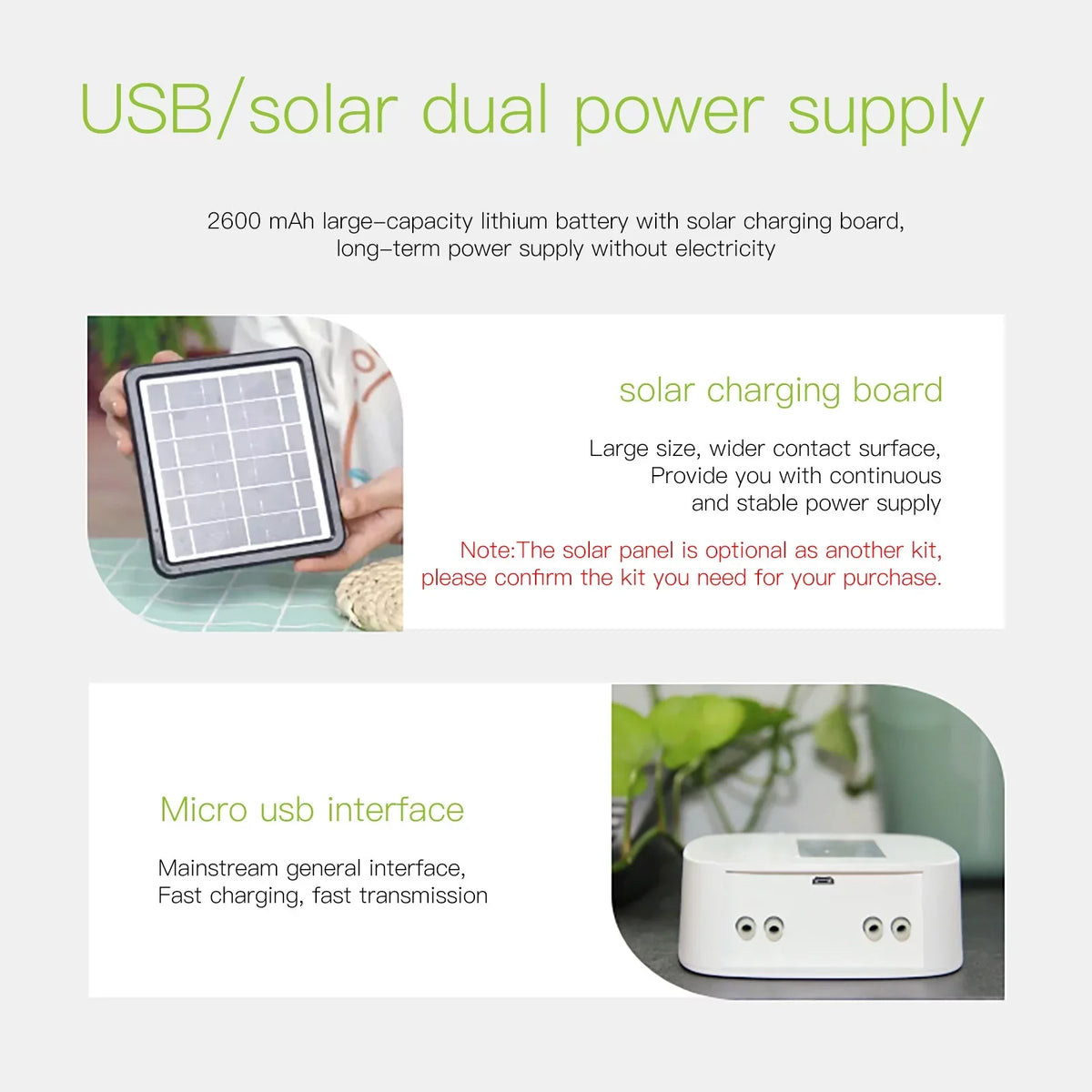 Arealer Automatic Watering System Smart Watering Device Dual Pump System WiFi/ Voice/ Manual Control Programmable Watering Time Built-in Battery Solar Panel/ USB Charging Fitting with Home for