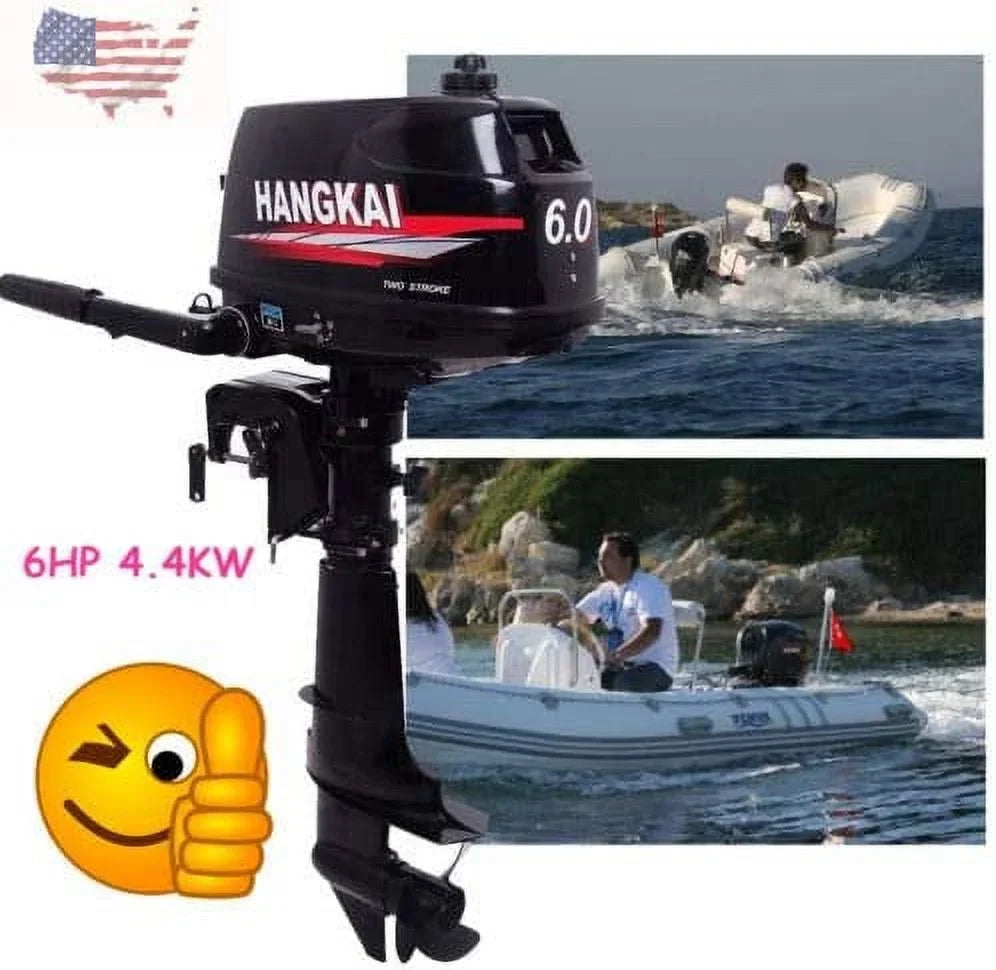 MONIPA 6 HP 2-Stroke Outboard Motor Tiller Shaft Inflatable Fishing Watercraft Marine Engine Water Cooling CDI System
