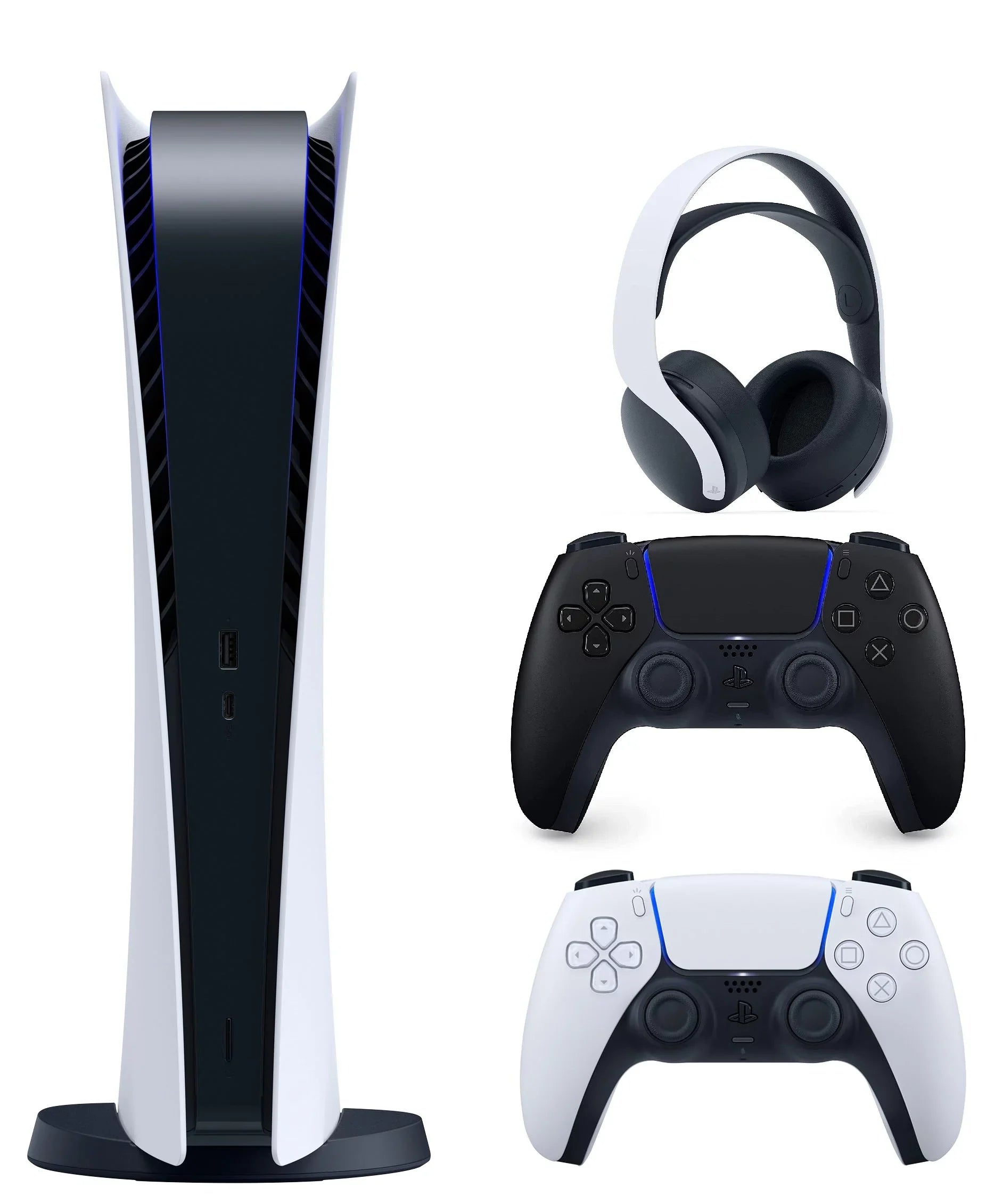 PlayStation 5 Digital Edition with PS5 Midnight Black DualSense Controller W/ Pulse Headset Limited Bundle