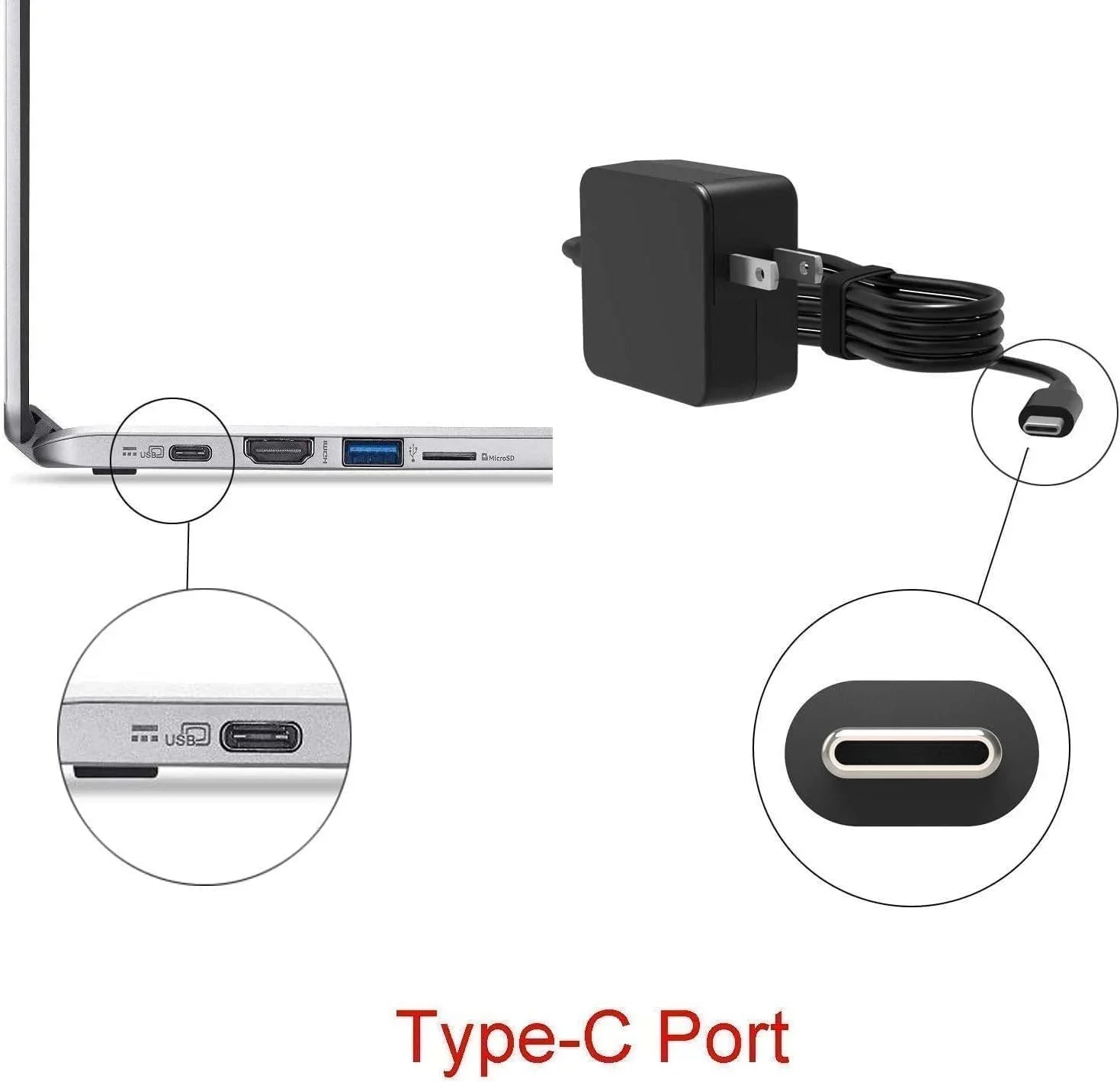 Guy-Tech 65w USB-C Ac Adapter Fitting for Lenovo ThinkPad 11e Yoga Gen 6 20SF0003US power supply charger
