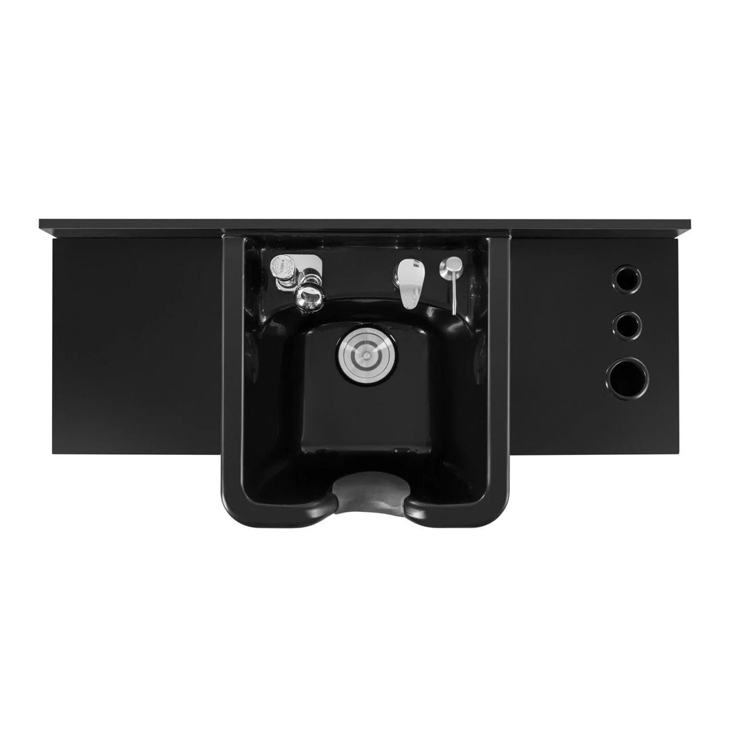 Artist hand Backwash Sink Shampoo Station Hair Salon Beauty with USB,Hair Dryer Holes,P Trap,Drawer(Black)