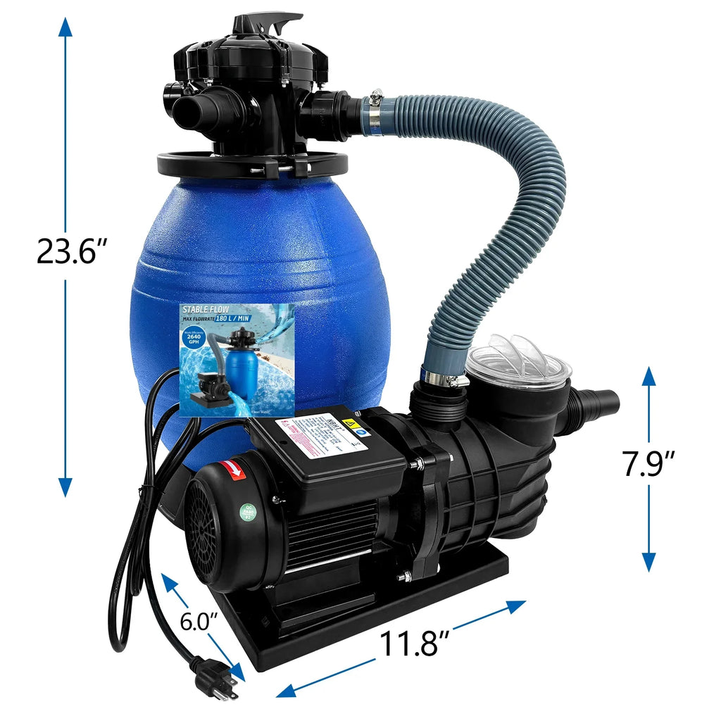 PRIJESSE 13" Pool Sand Filter 3/4HP Sand Filter Swimming Pool Pump for Above Ground Pool