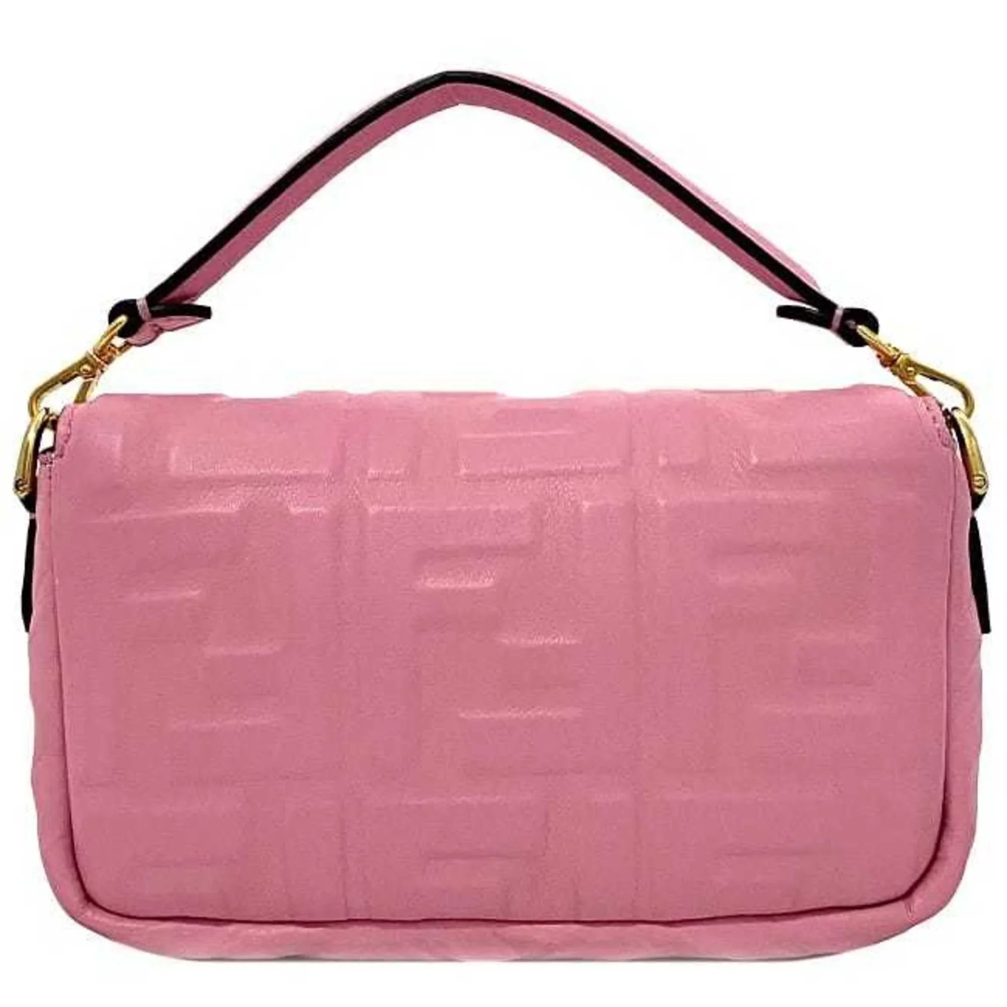 Pre-Owned Fendi Baguette Small Pink Gold 8BS017 Leather GP FENDI Shoulder Bag FF Embossed Ladies Chain (Like New)