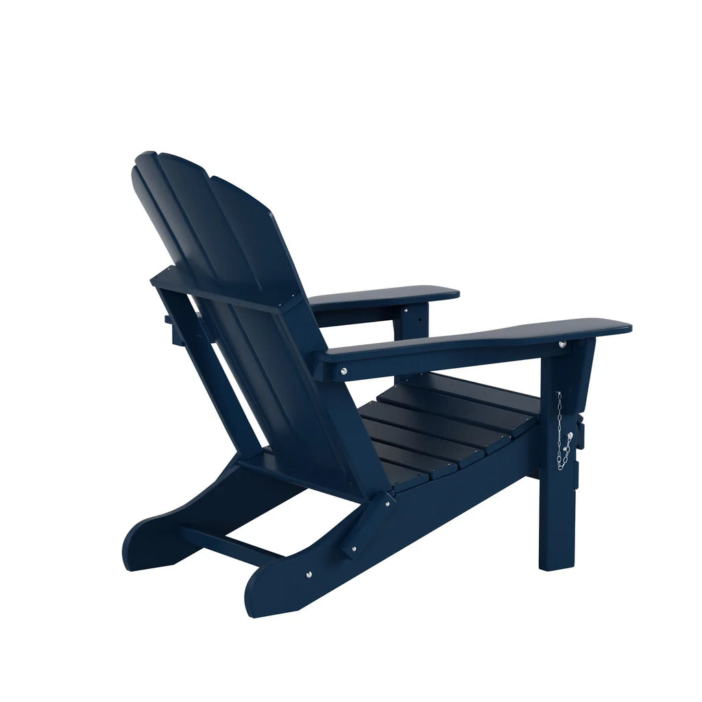 EXTRA PLATINUM Classic Outdoor Patio Folding Poly Adirondack Chairs (Set of 4), Navy Blue